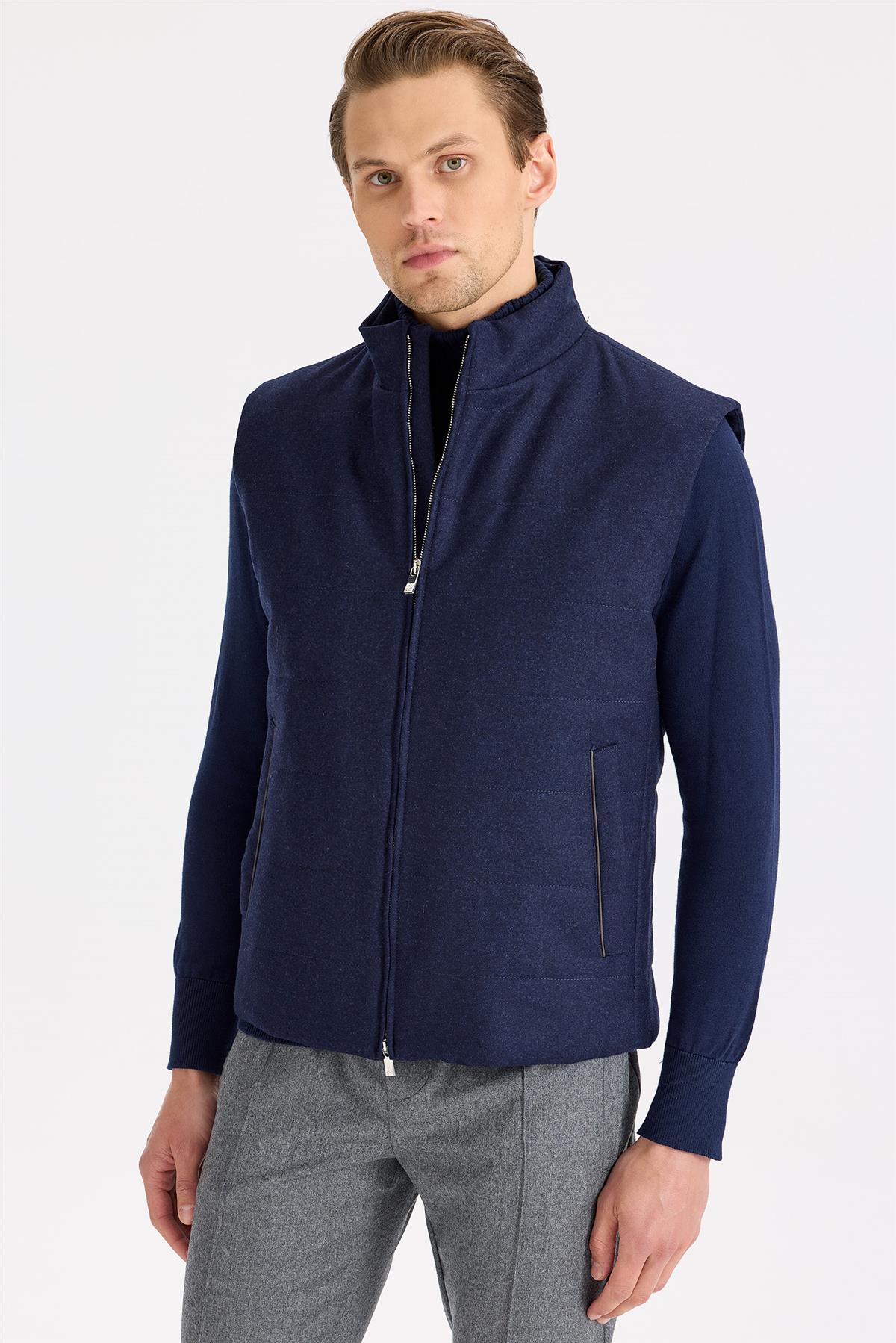 Lacivert Yün Yelek