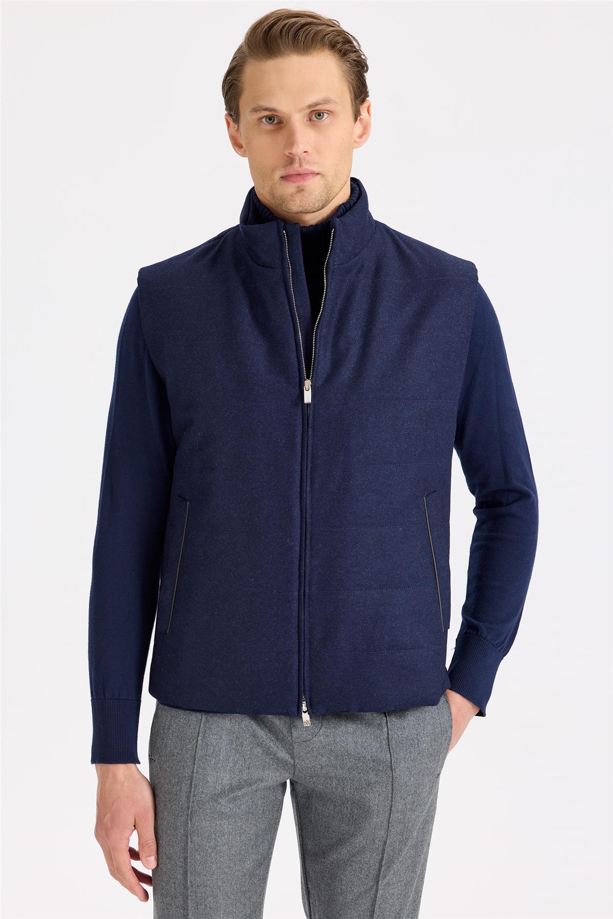 Lacivert Yün Yelek