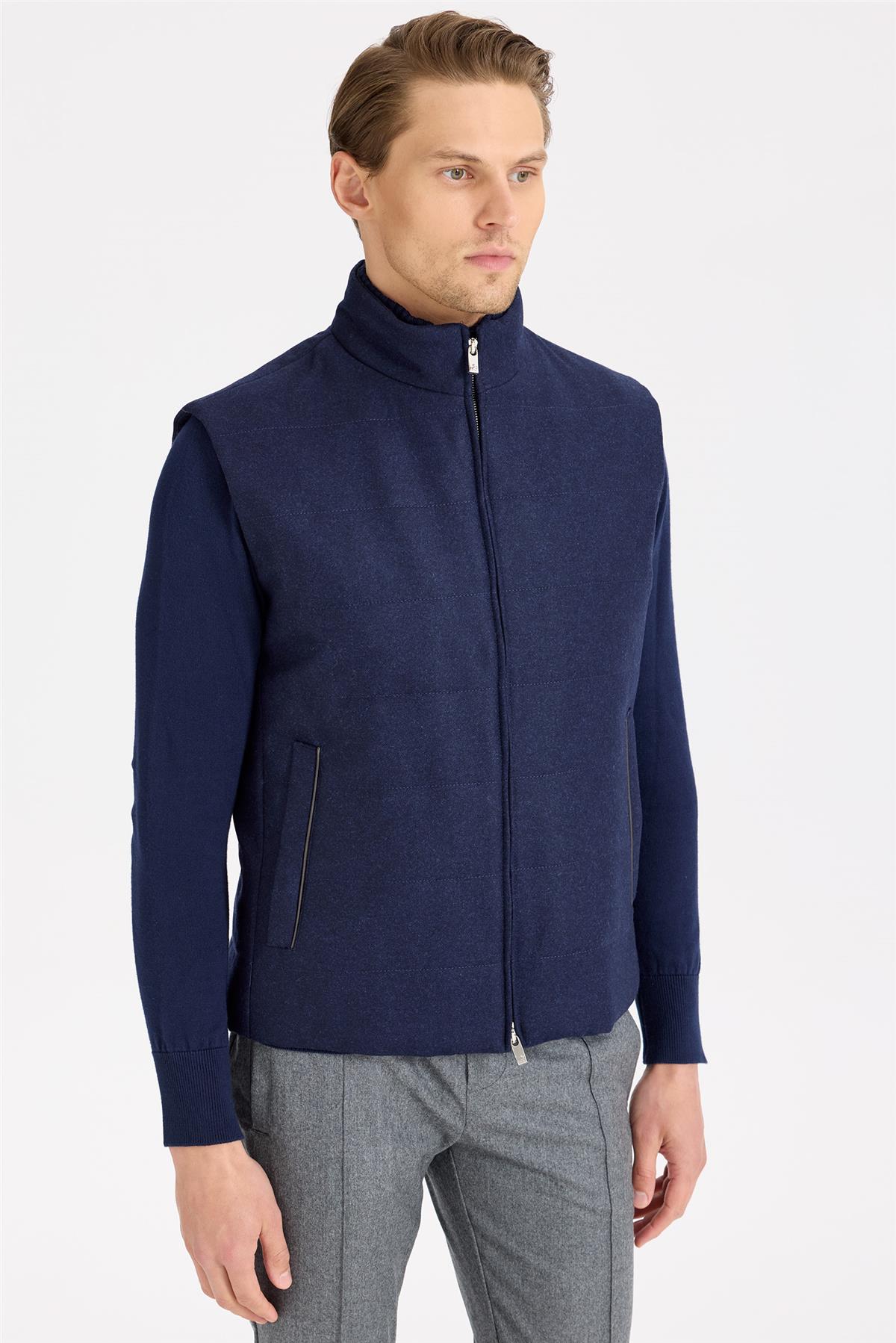 Lacivert Yün Yelek
