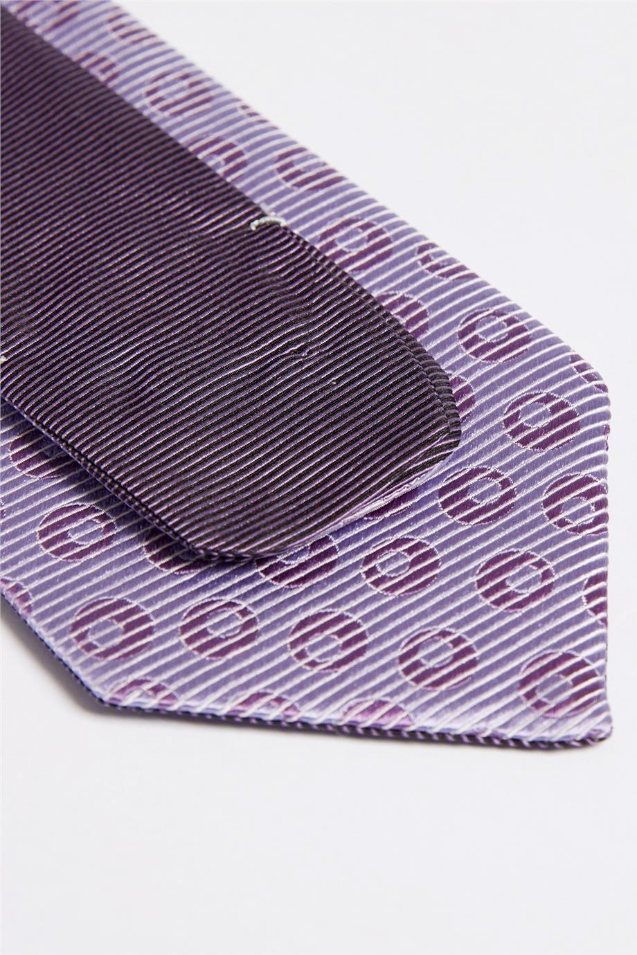 Lila Mor Çift Taraflı İpek Kravat