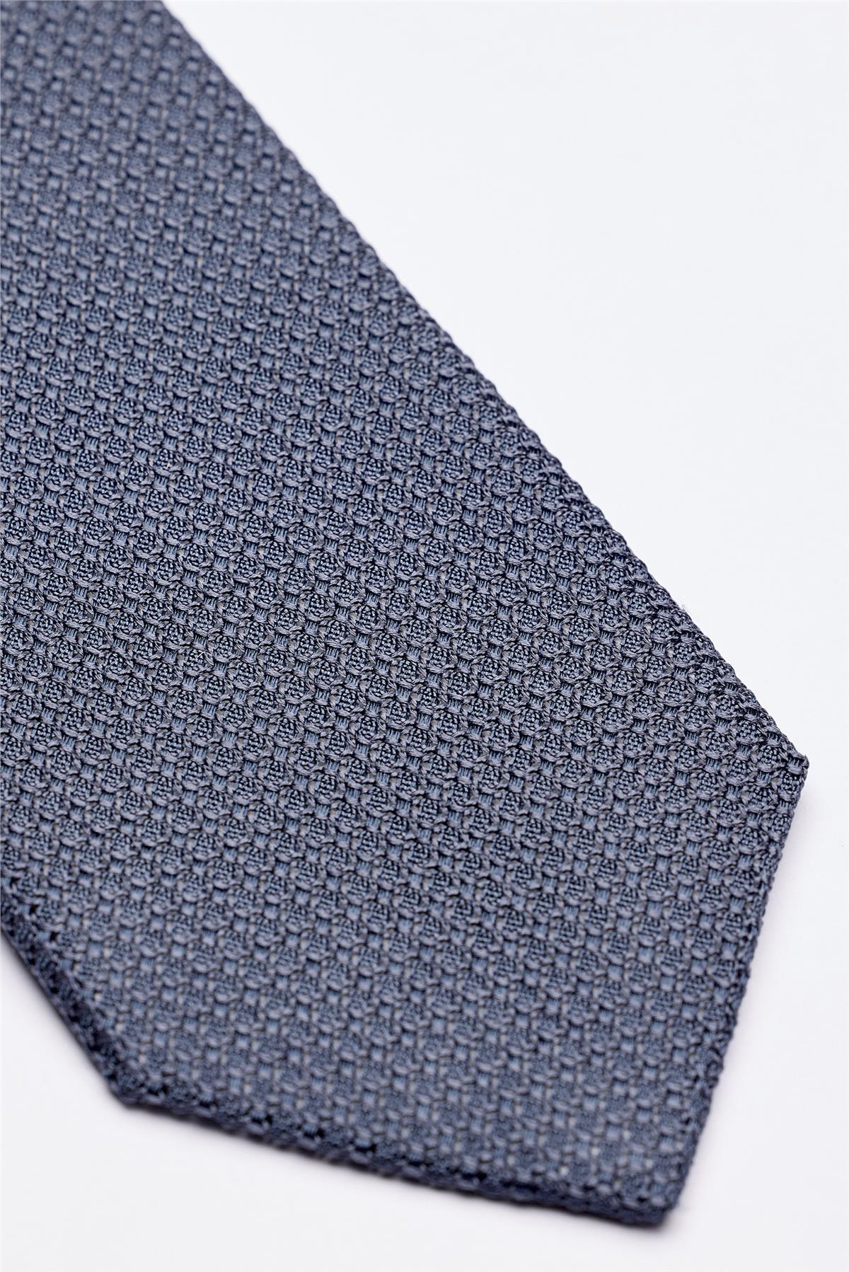 Mavi 7 Fold Örgü İpek Kravat