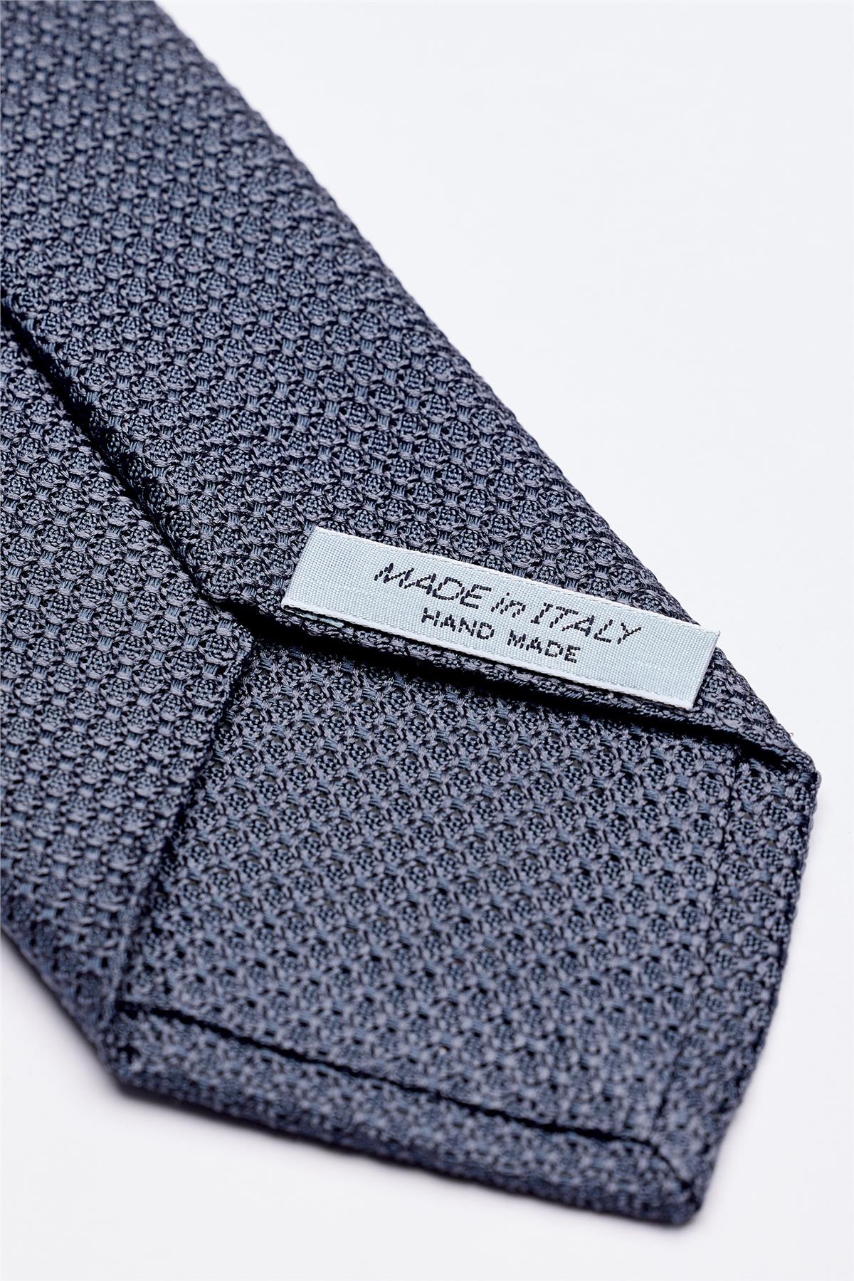 Mavi 7 Fold Örgü İpek Kravat