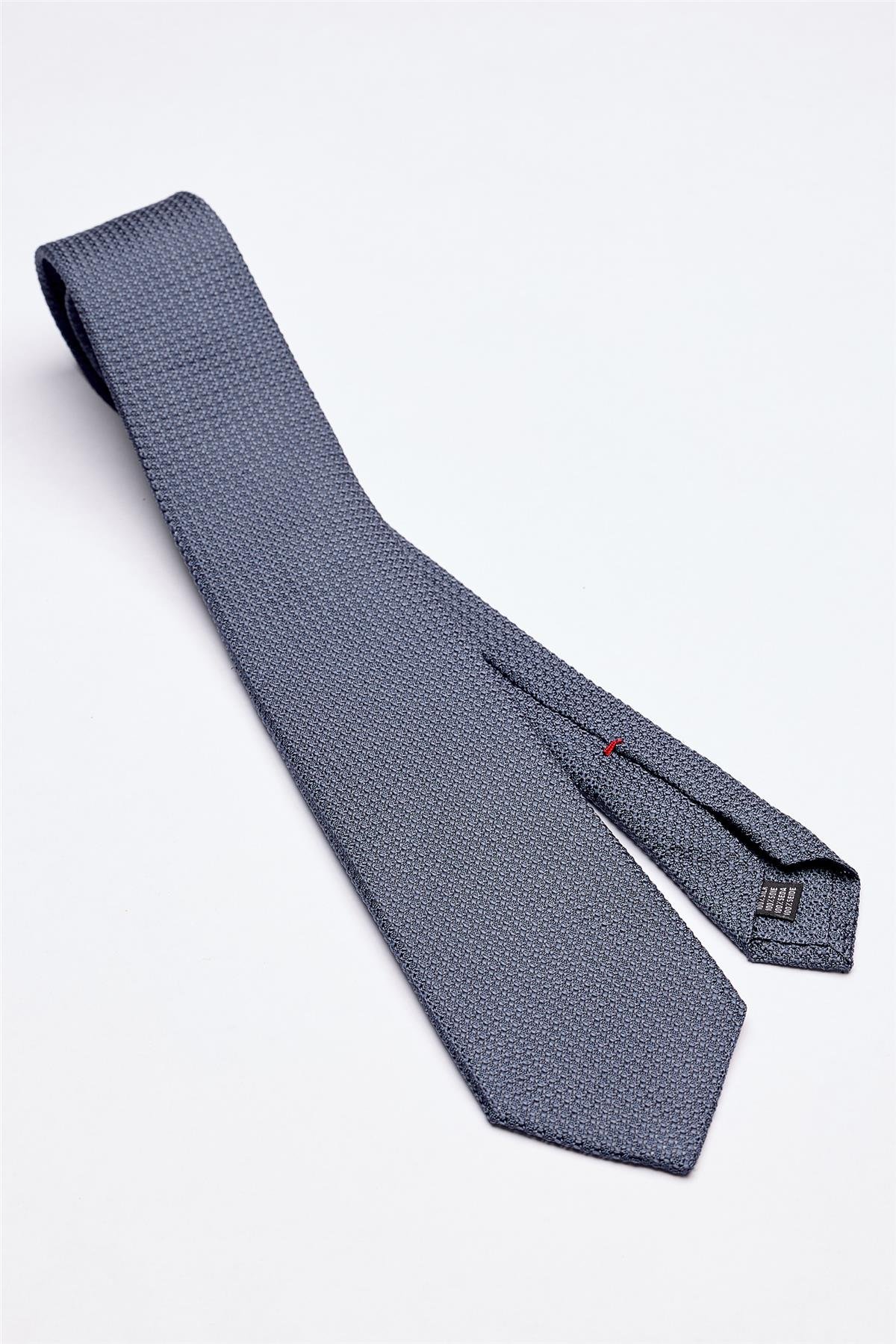 Mavi 7 Fold Örgü İpek Kravat