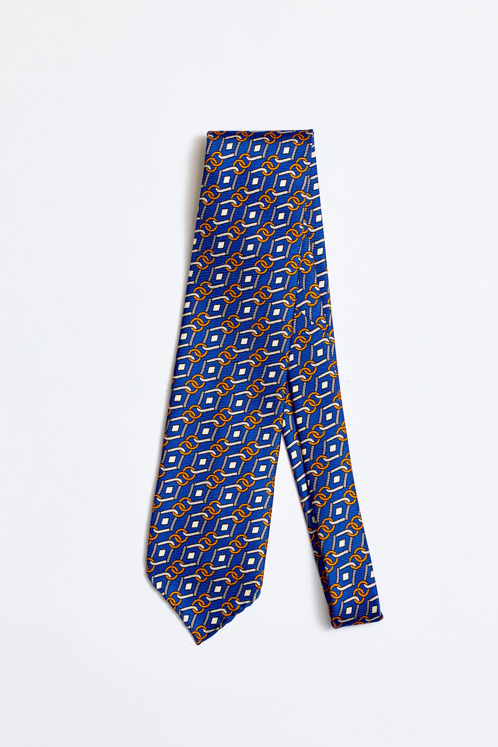 Mavi Astarsız 3 Fold İpek Kravat