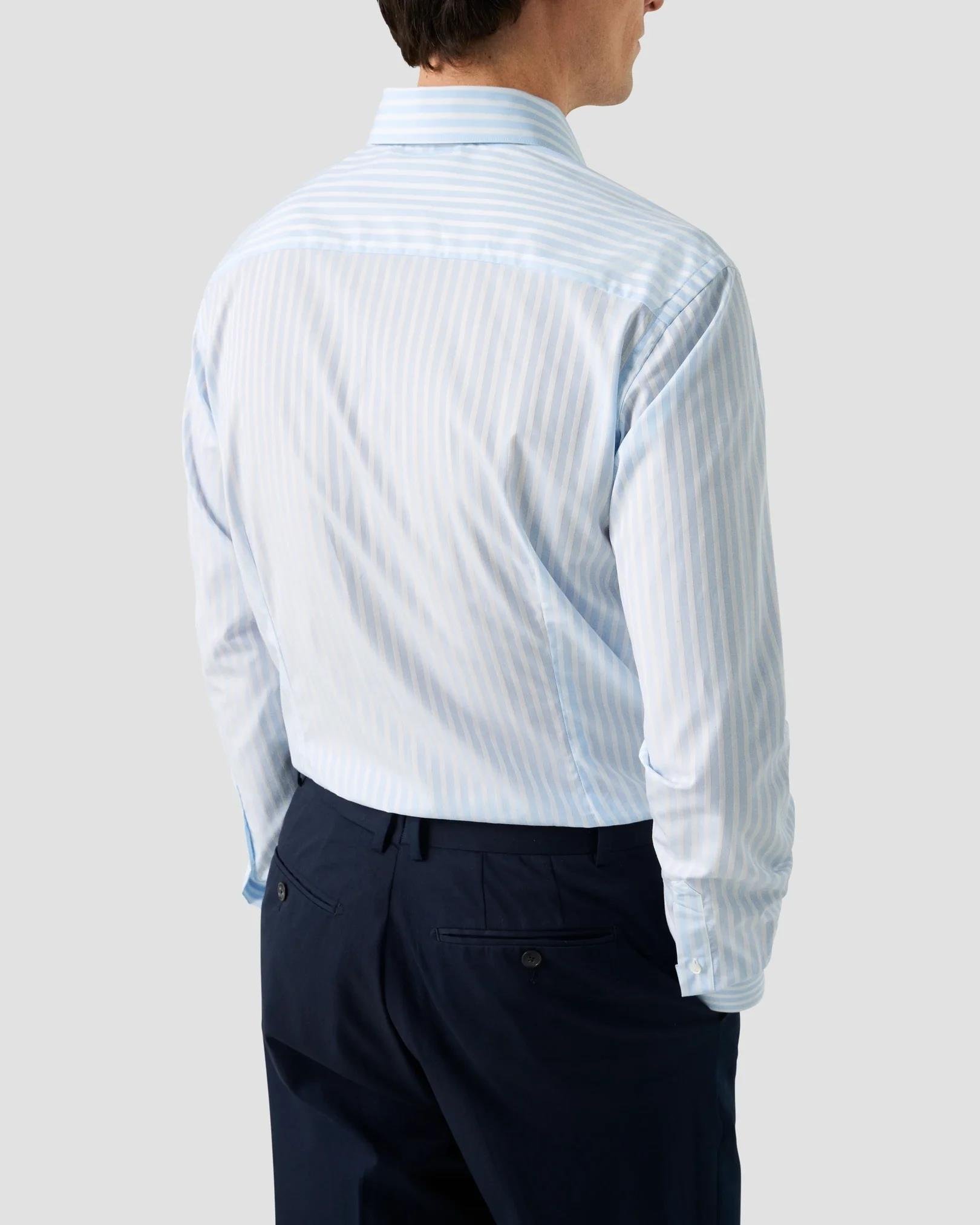 Mavi Beyaz Çizgili Elevated Pique Gömlek