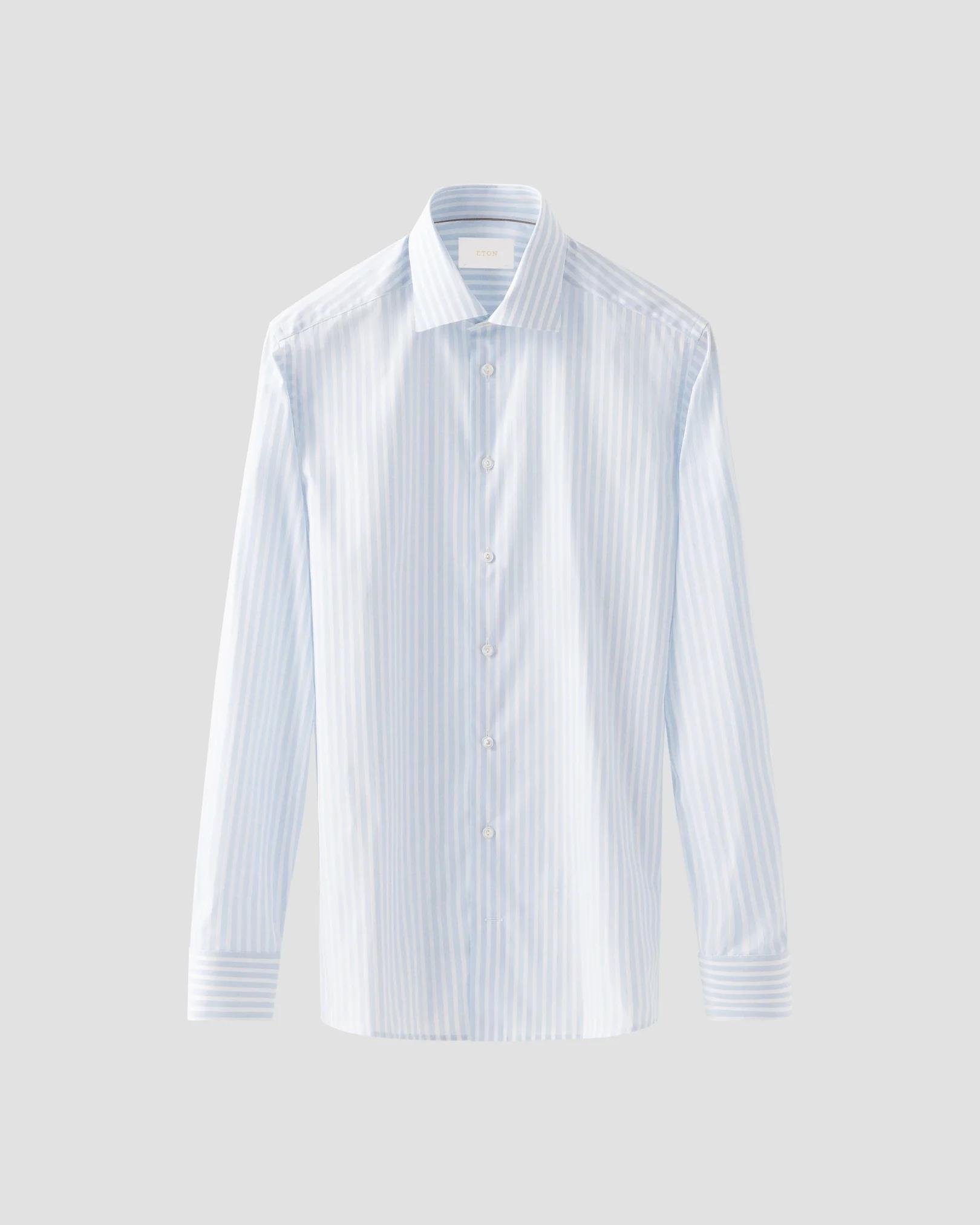 Mavi Beyaz Çizgili Elevated Pique Gömlek