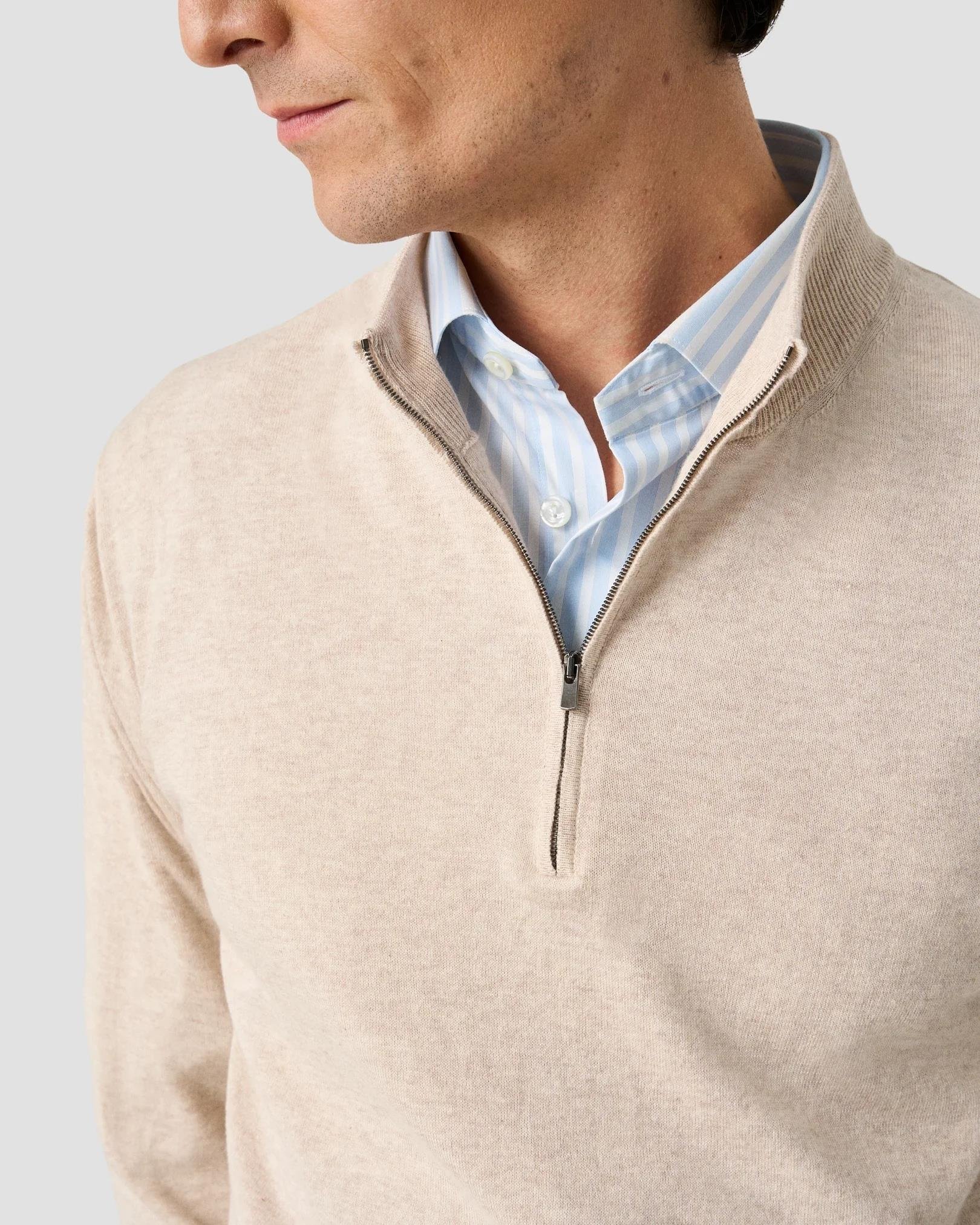 Mavi Beyaz Çizgili Elevated Pique Gömlek