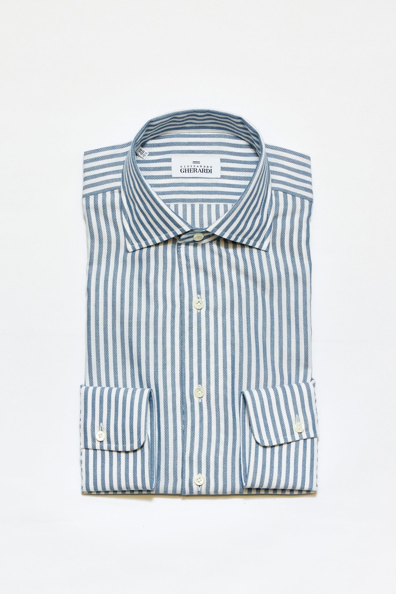 Mavi Beyaz Çizgili One-Piece Pamuk Gömlek