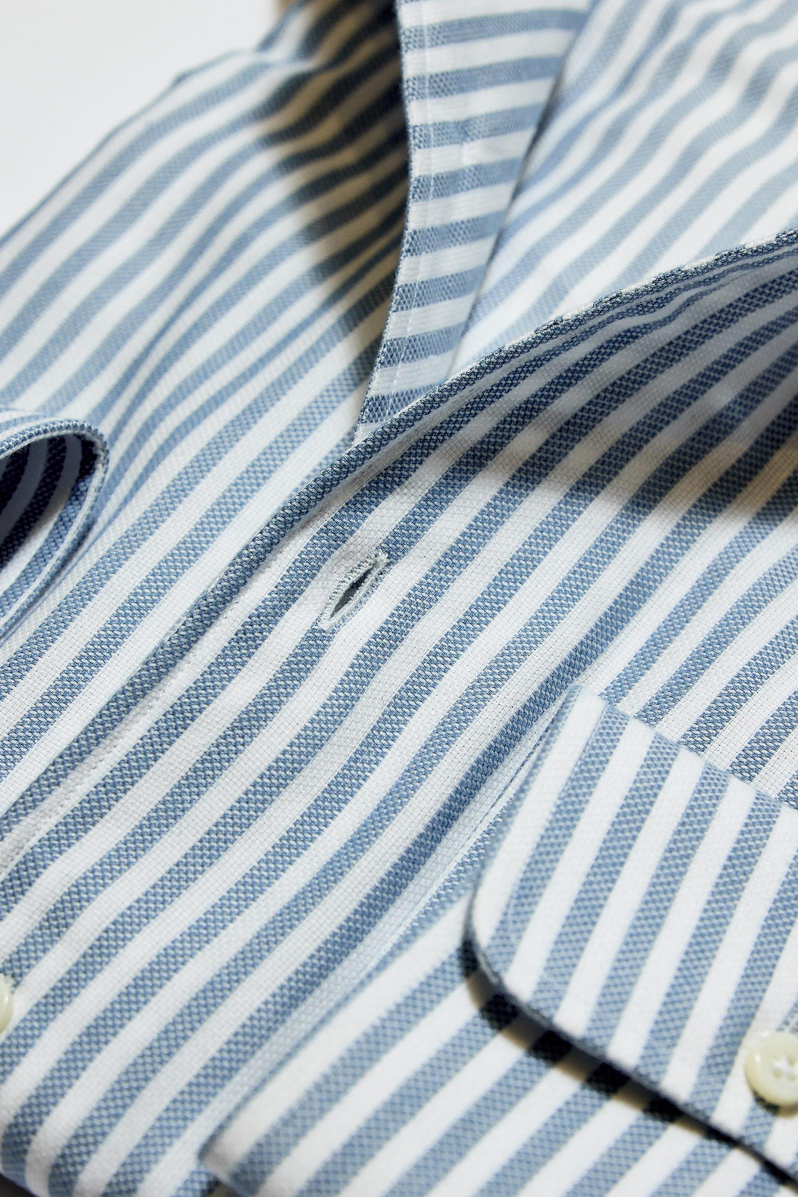 Mavi Beyaz Çizgili One-Piece Pamuk Gömlek