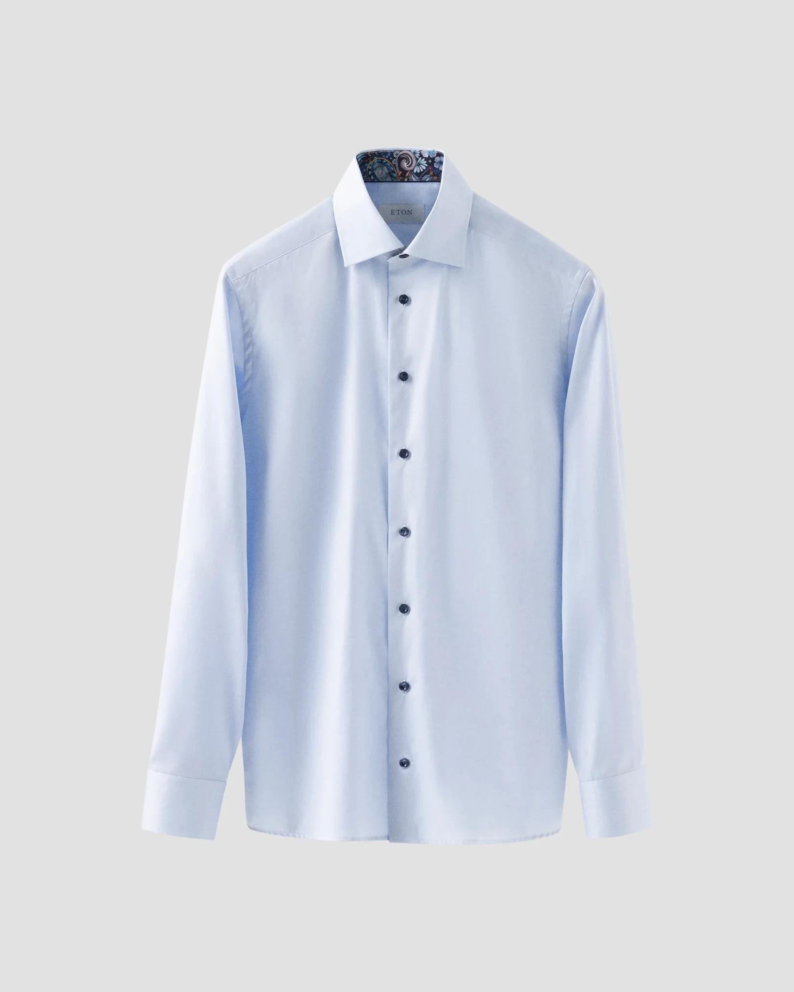 Mavi Çiçek Desenli Pamuk Gömlek