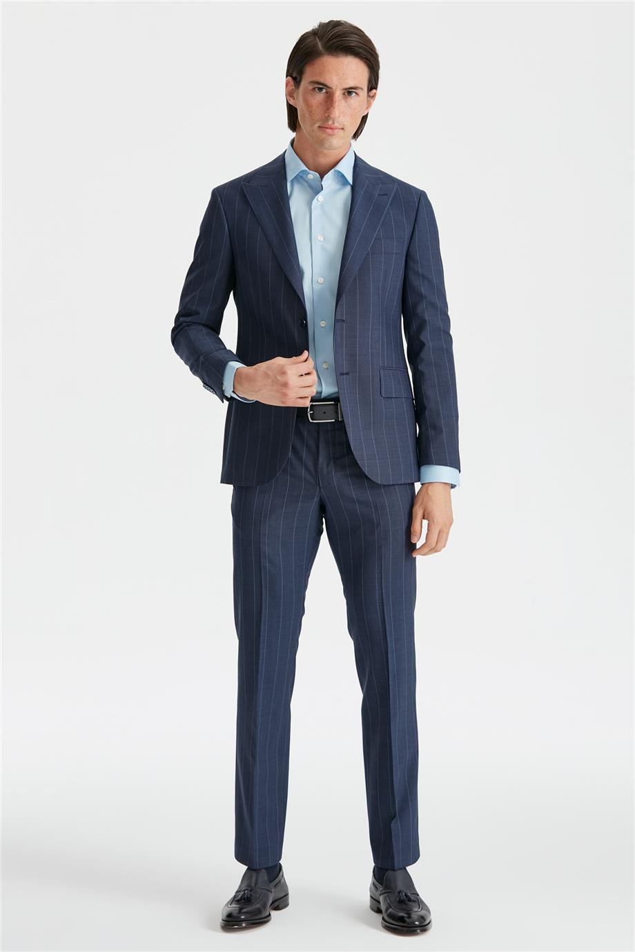 Mavi Çizgili Yün Takım Elbise