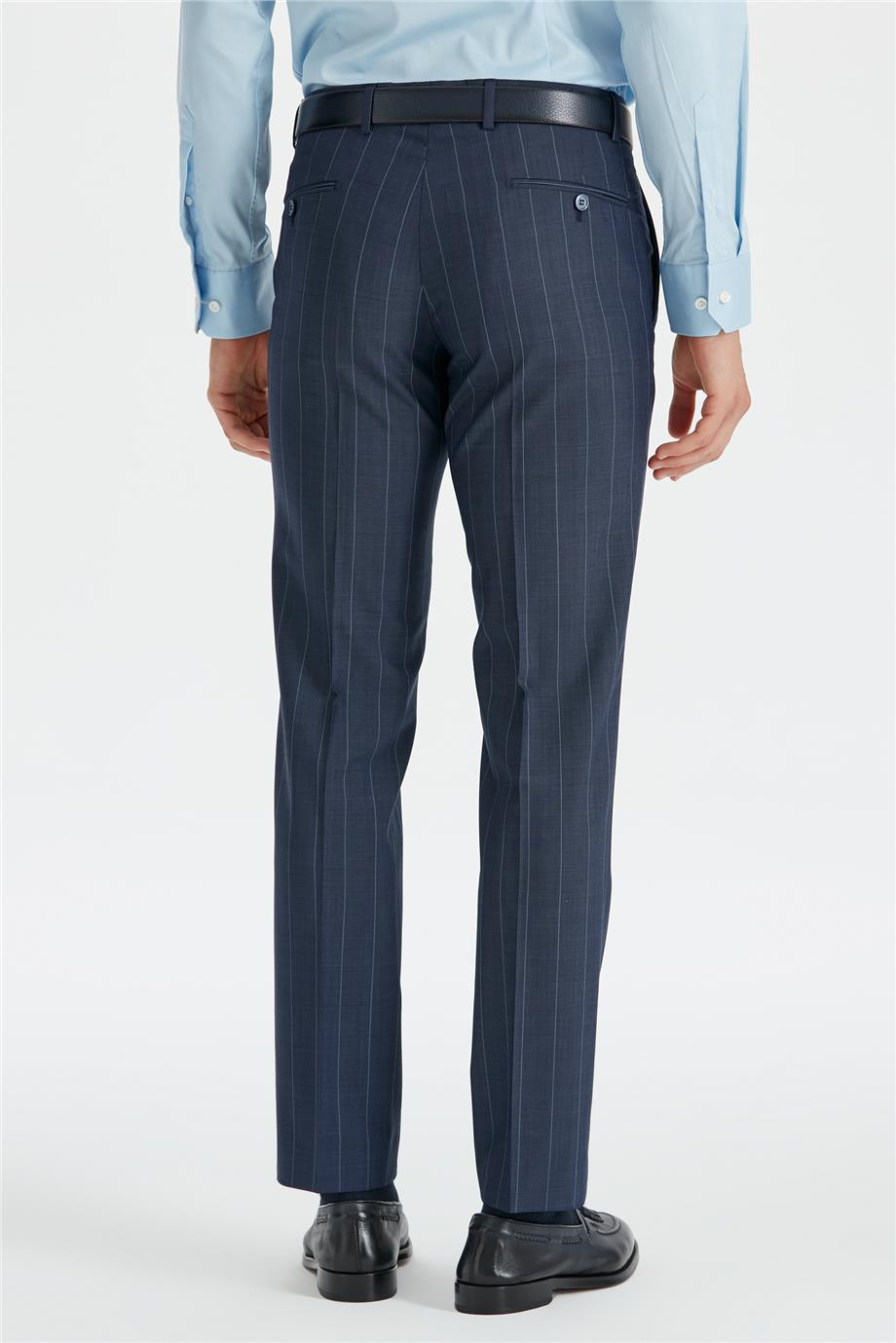 Mavi Çizgili Yün Takım Elbise