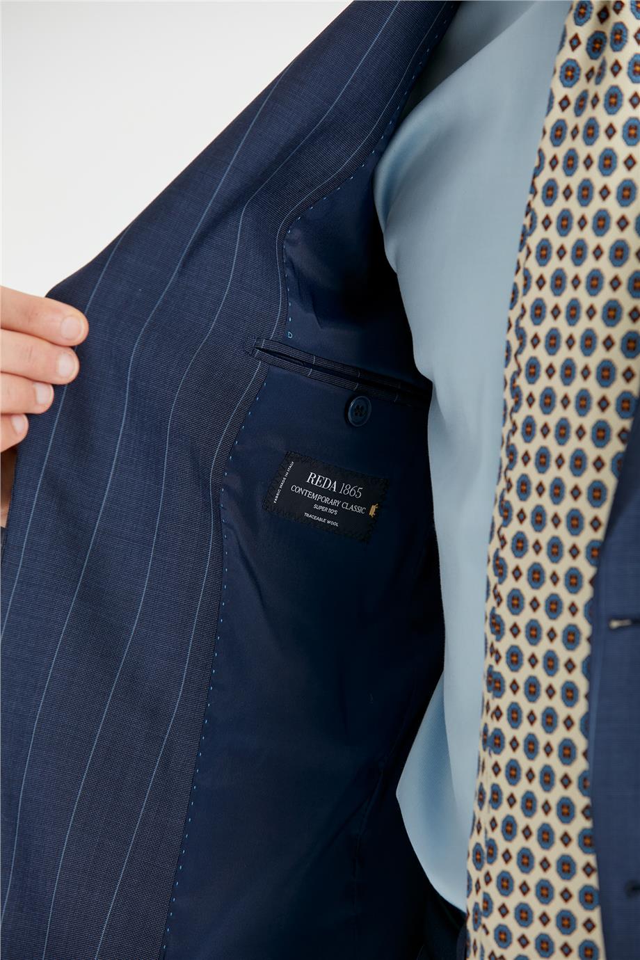 Mavi Çizgili Yün Takım Elbise