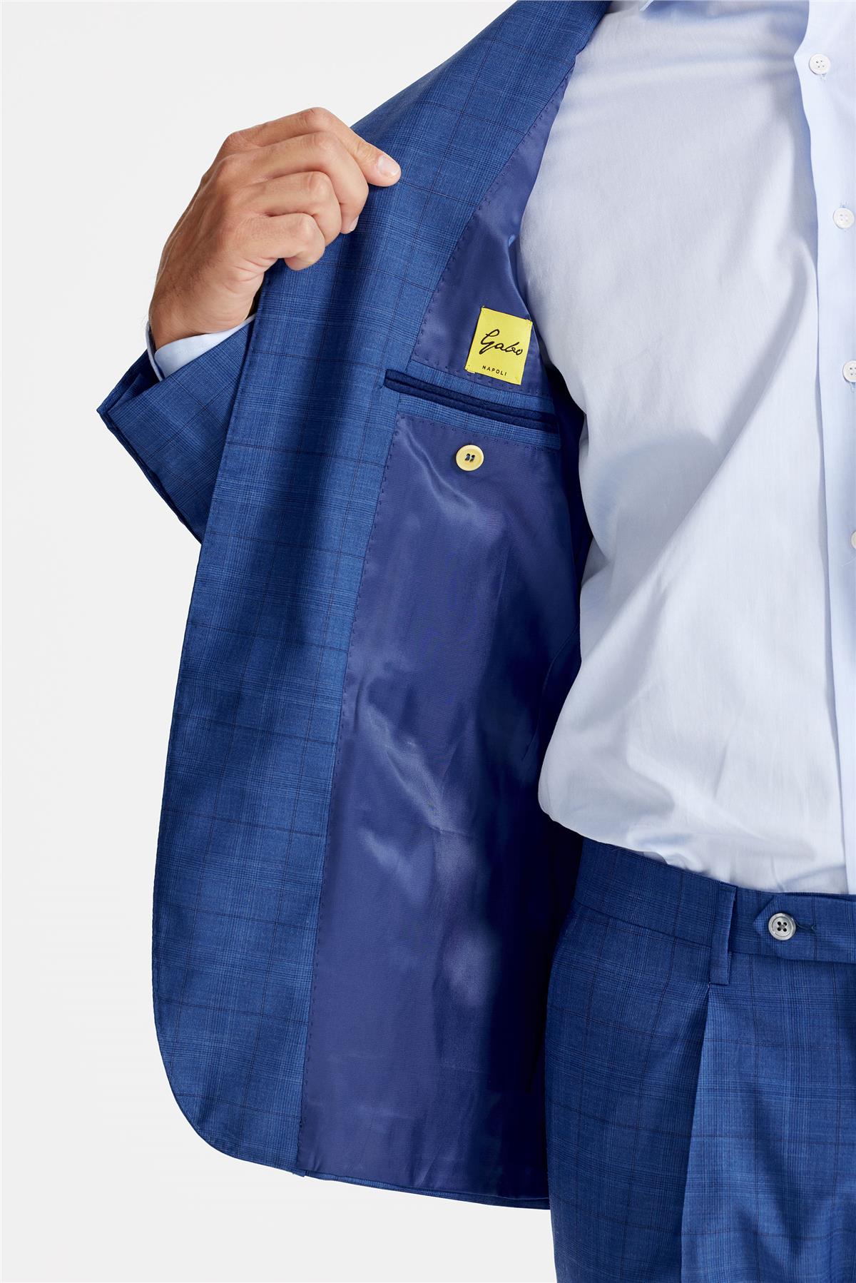 Mavi Ekoseli Yün Takım Elbise