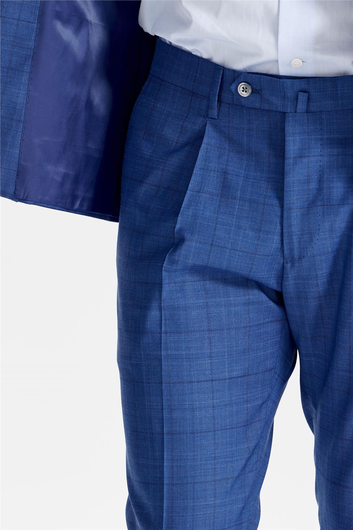 Mavi Ekoseli Yün Takım Elbise