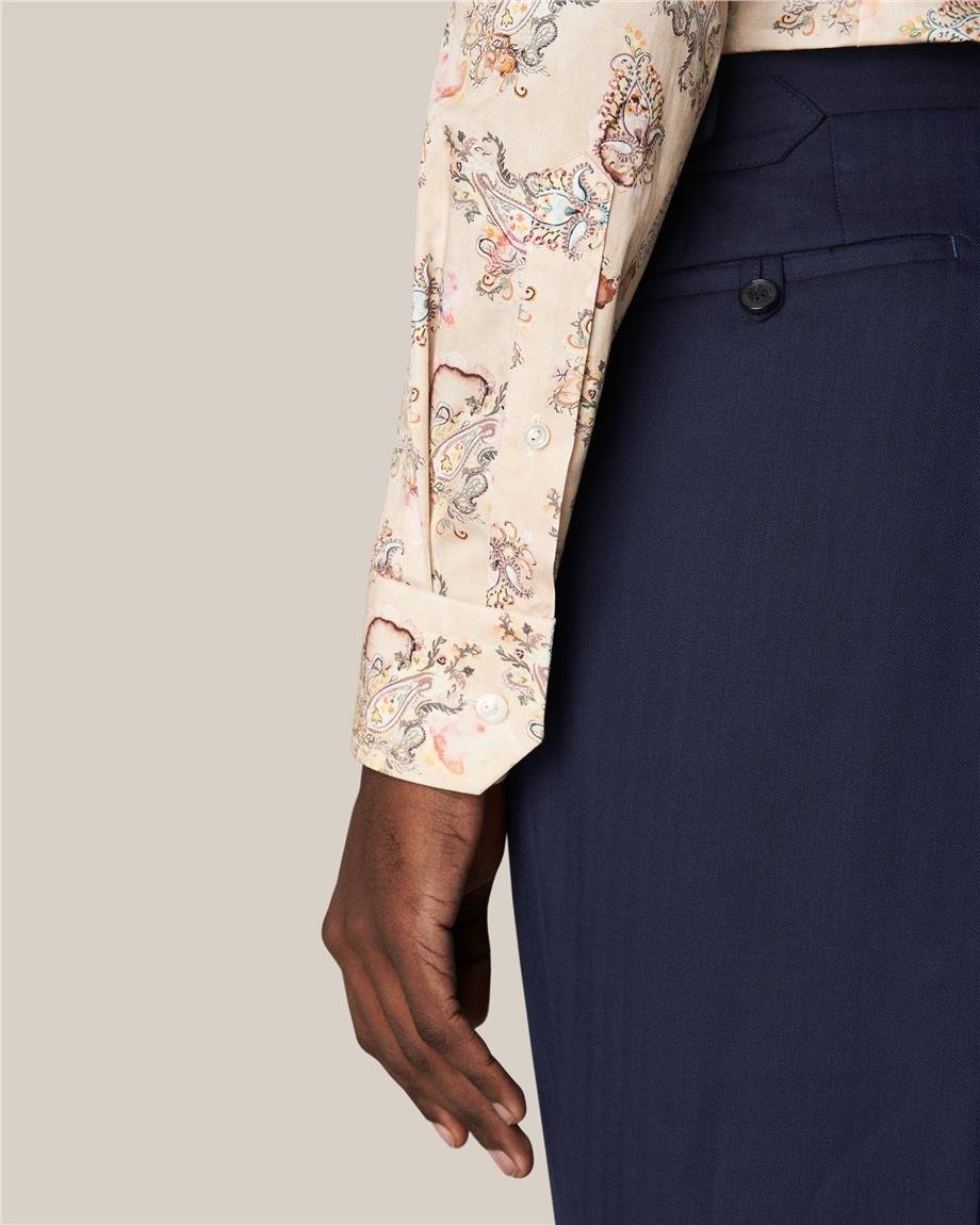 Mavi Gradyan Şal Desenli Pamuk Gömlek