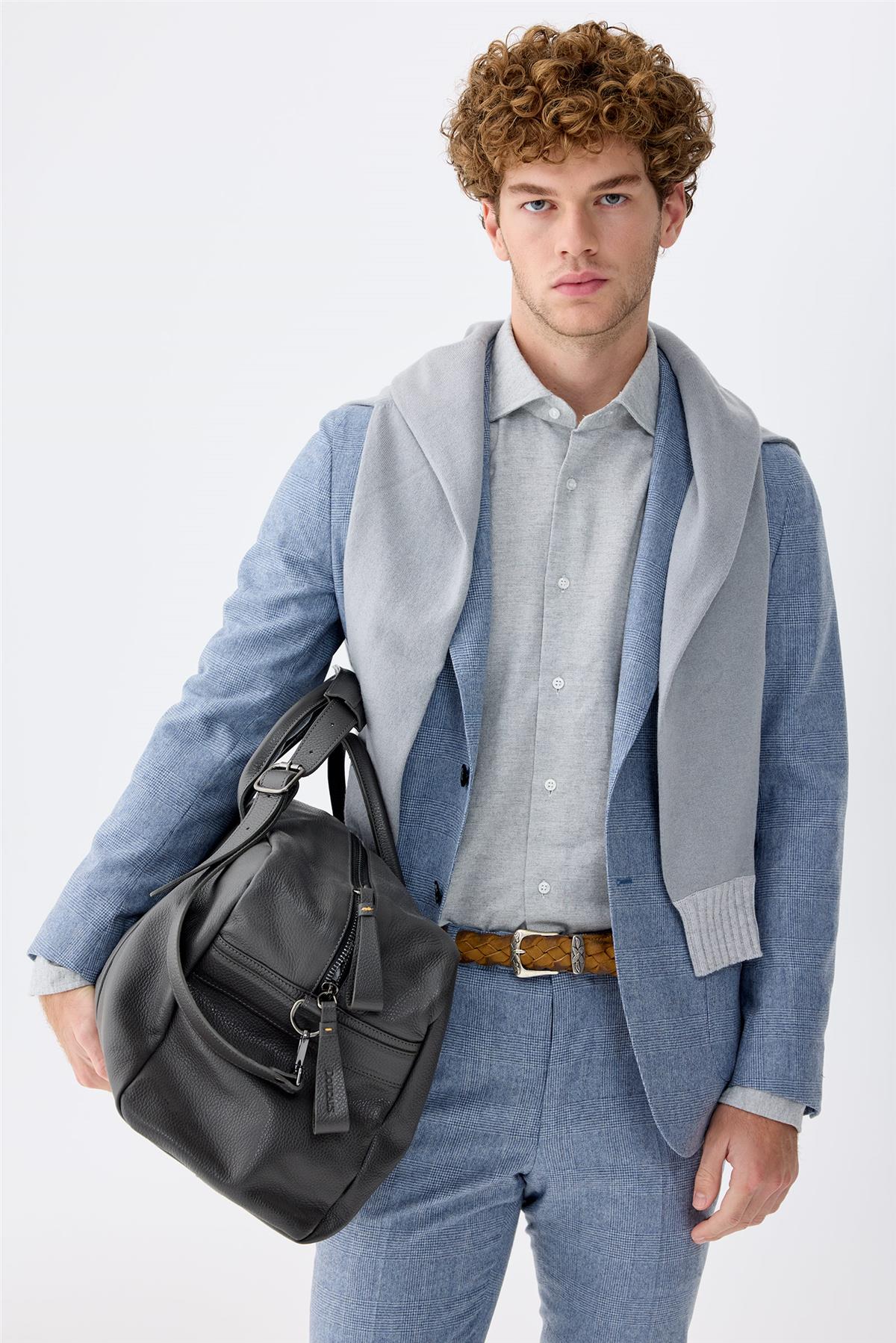 Mavi Kareli Yün Takım Elbise