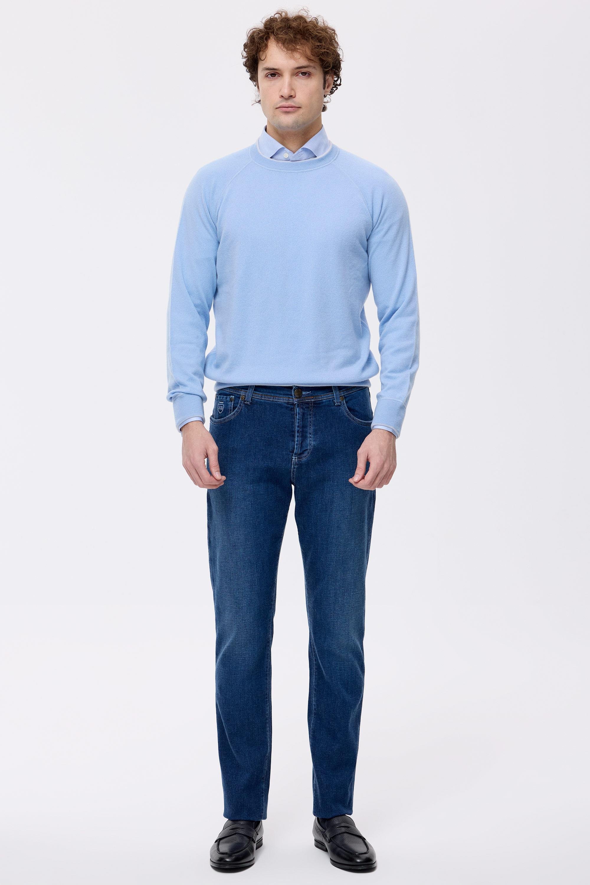 Mavi Kaşmirli Denim Pantolon