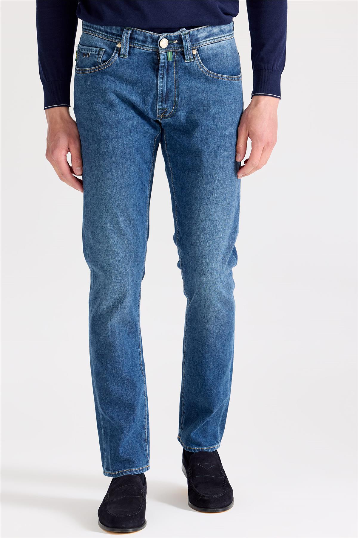 Mavi Kaşmirli Denim Pantolon