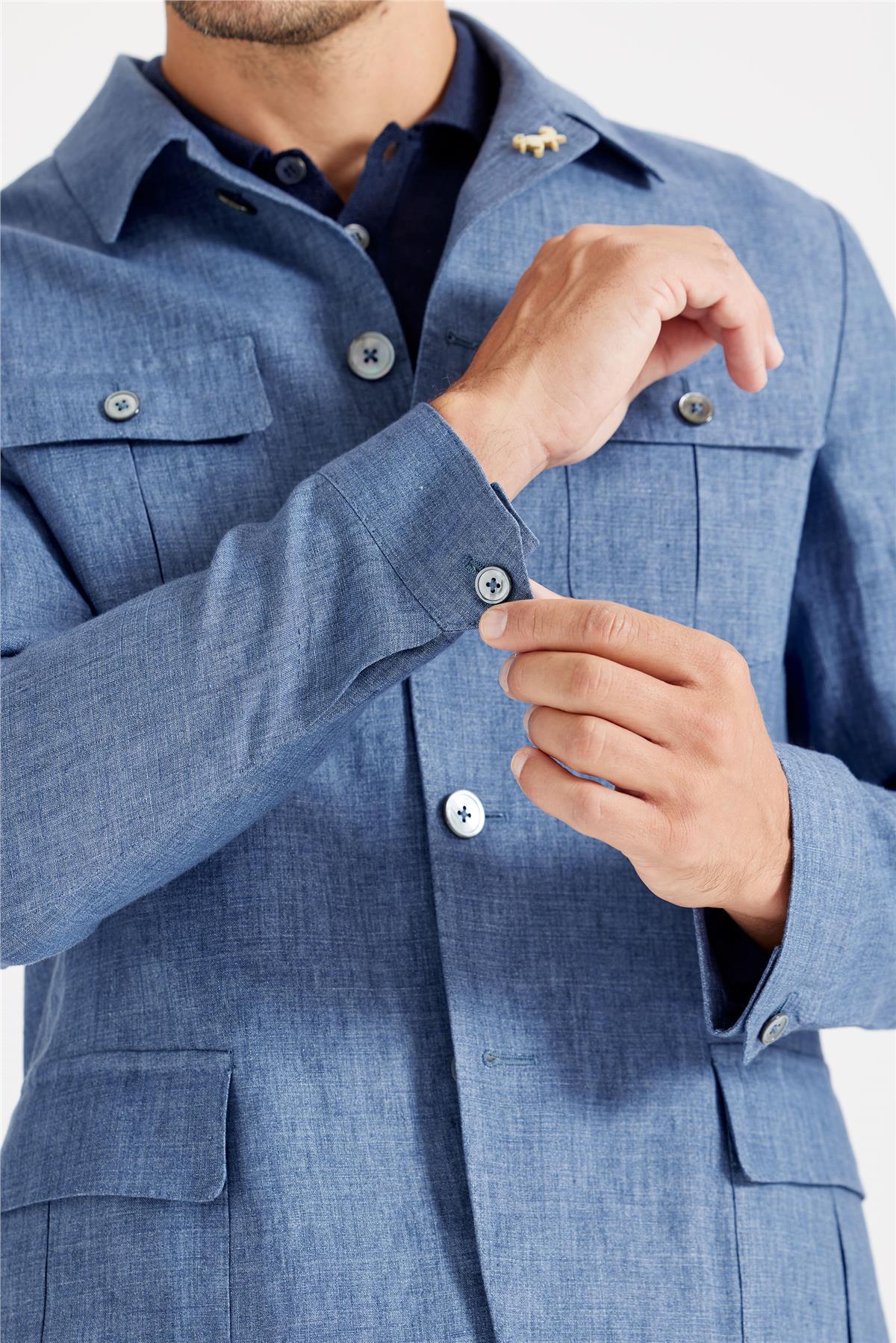 Mavi Keten Safari Ceket