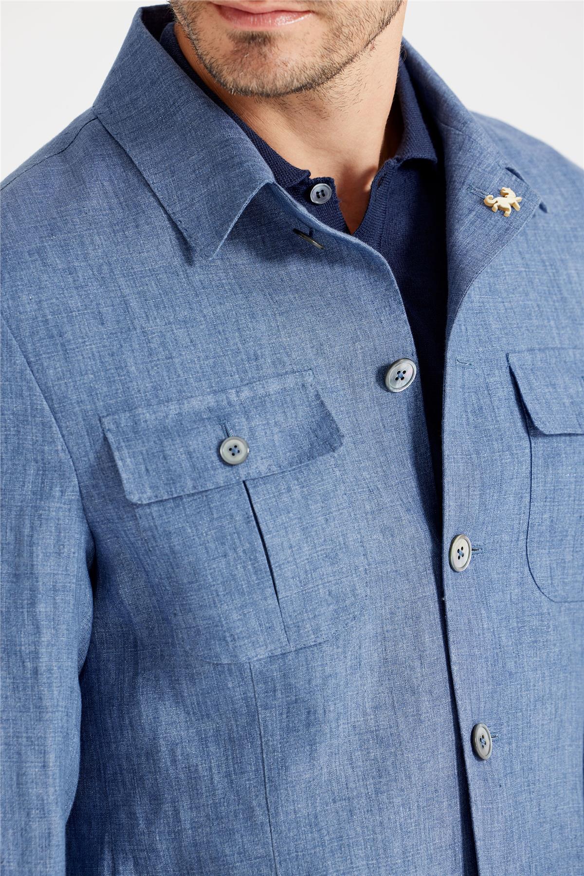 Mavi Keten Safari Ceket