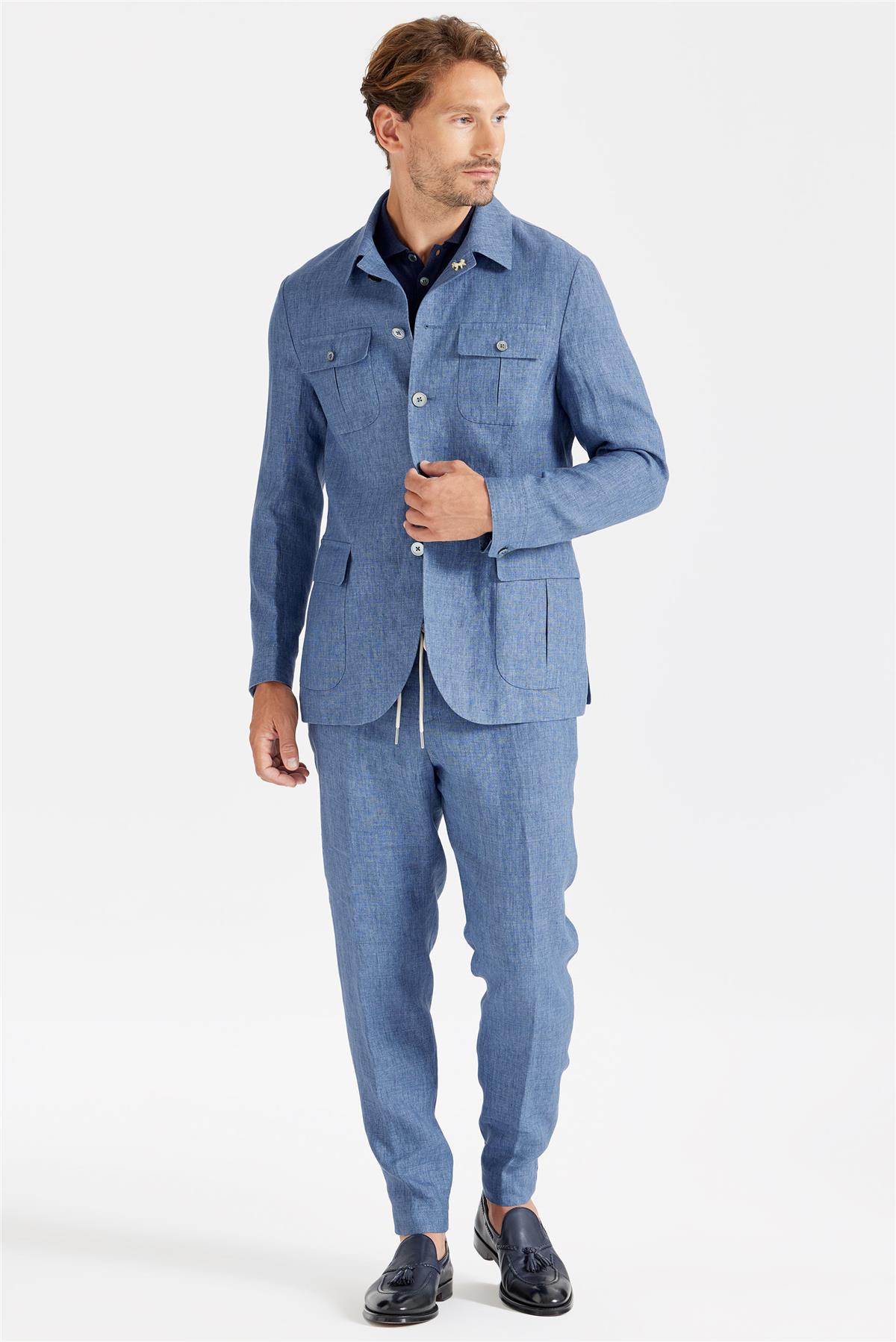 Mavi Keten Safari Ceket