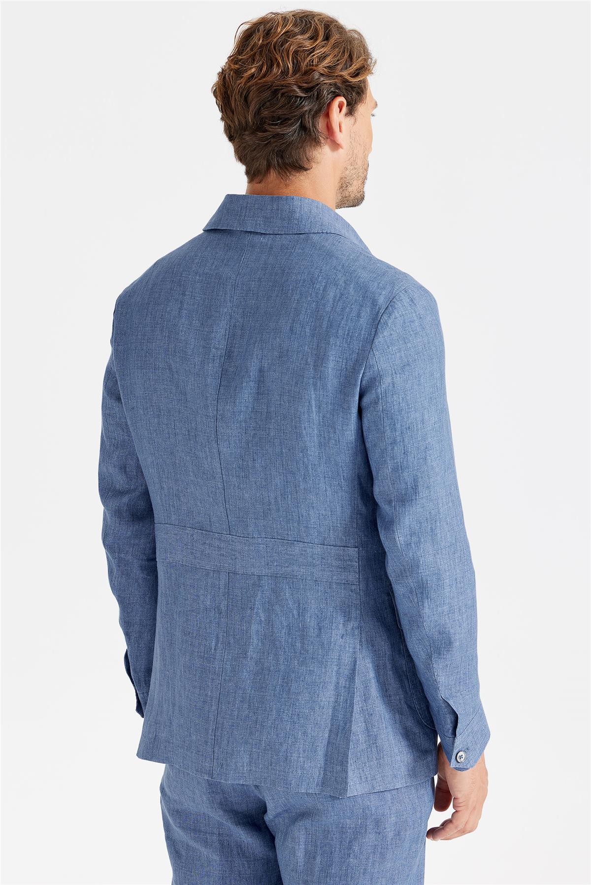 Mavi Keten Safari Ceket