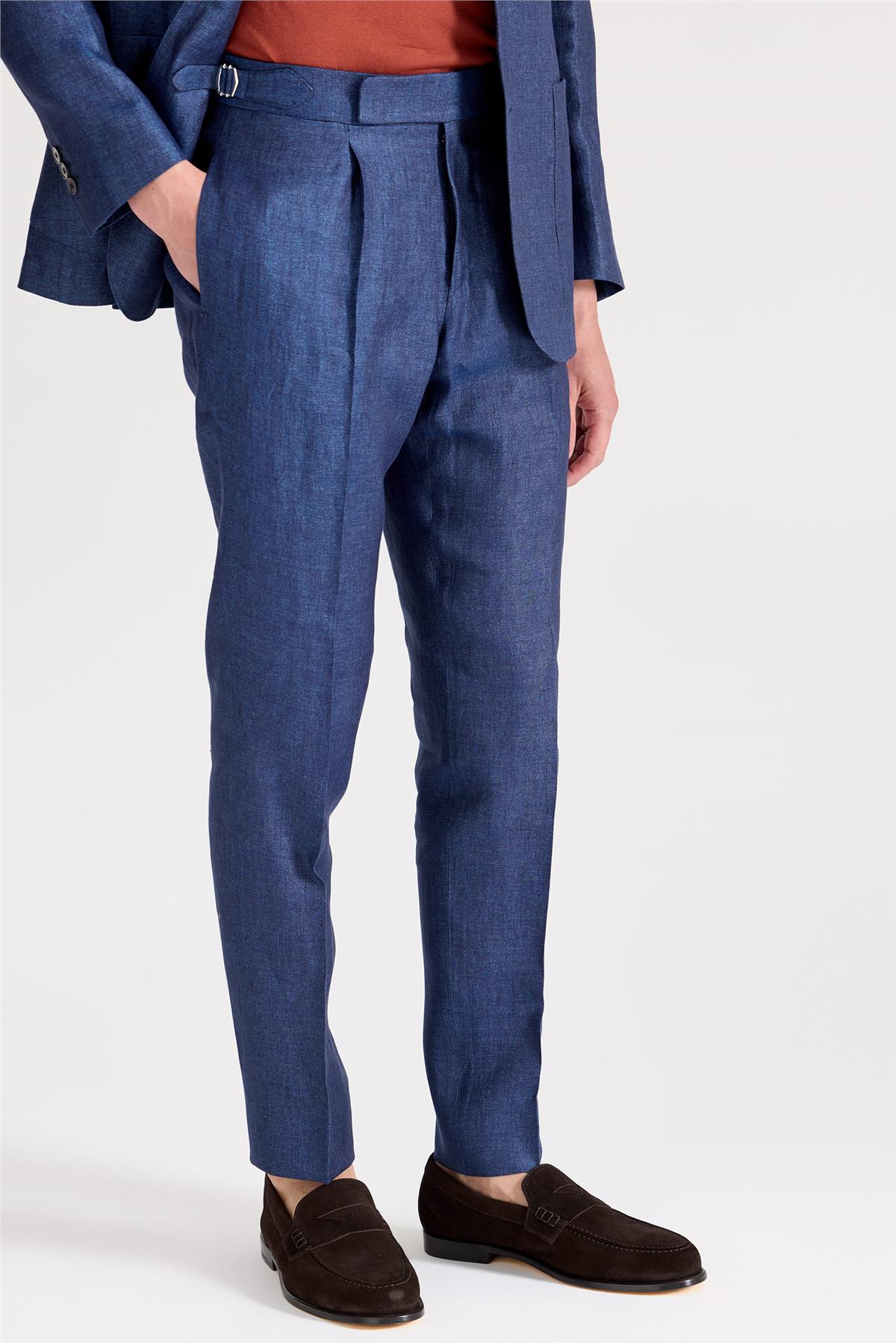 Mavi Keten Takım Elbise