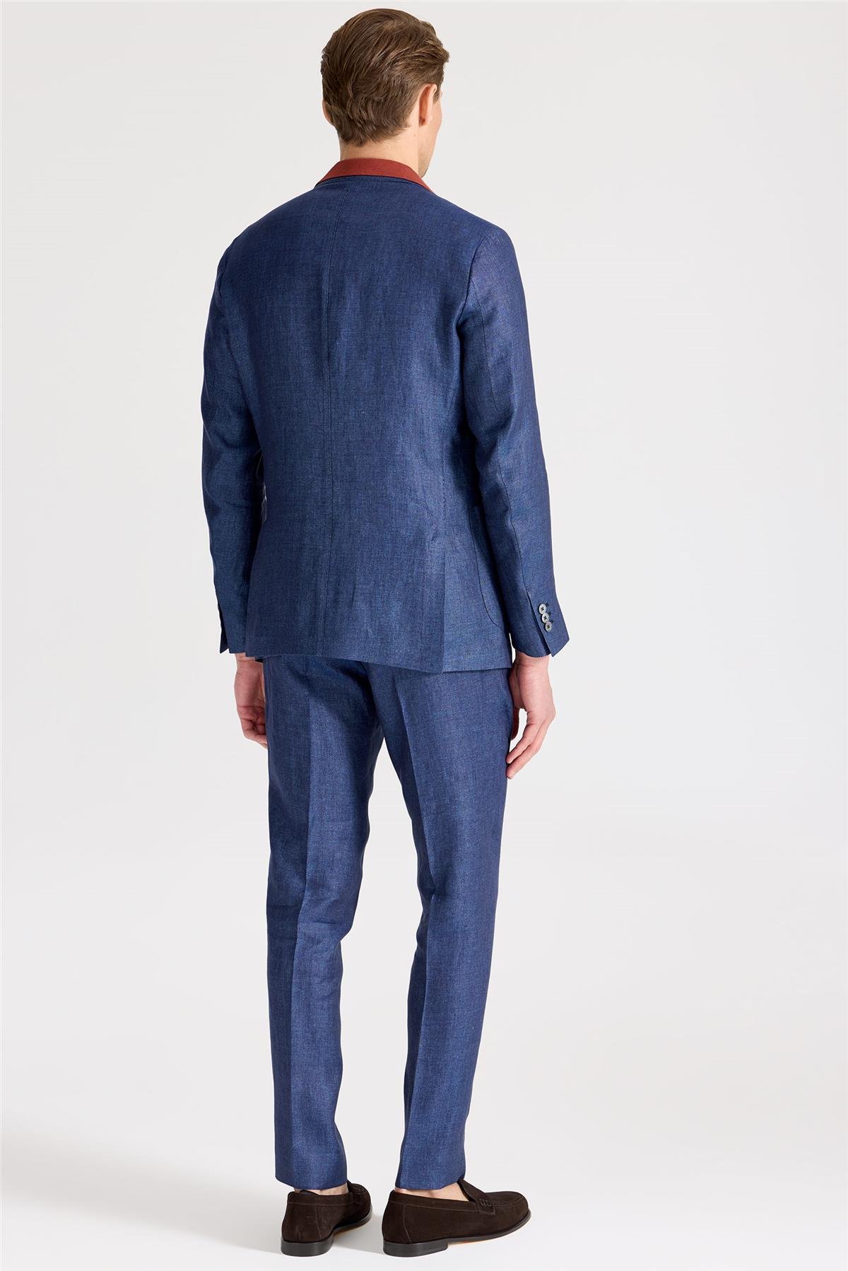 Mavi Keten Takım Elbise