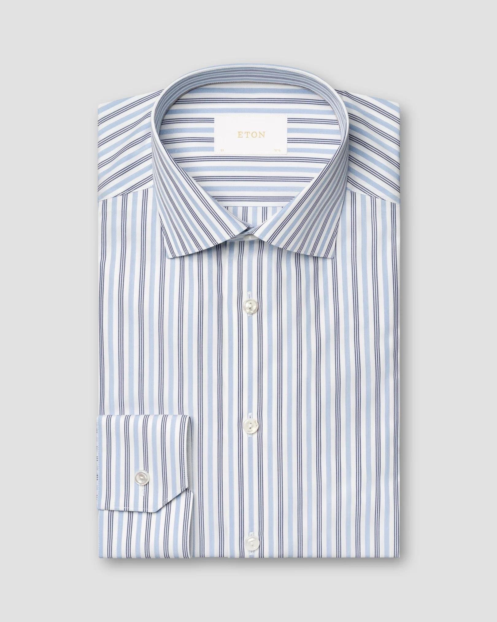 Mavi Lacivert  Çizgili Elevated Pique Gömlek 