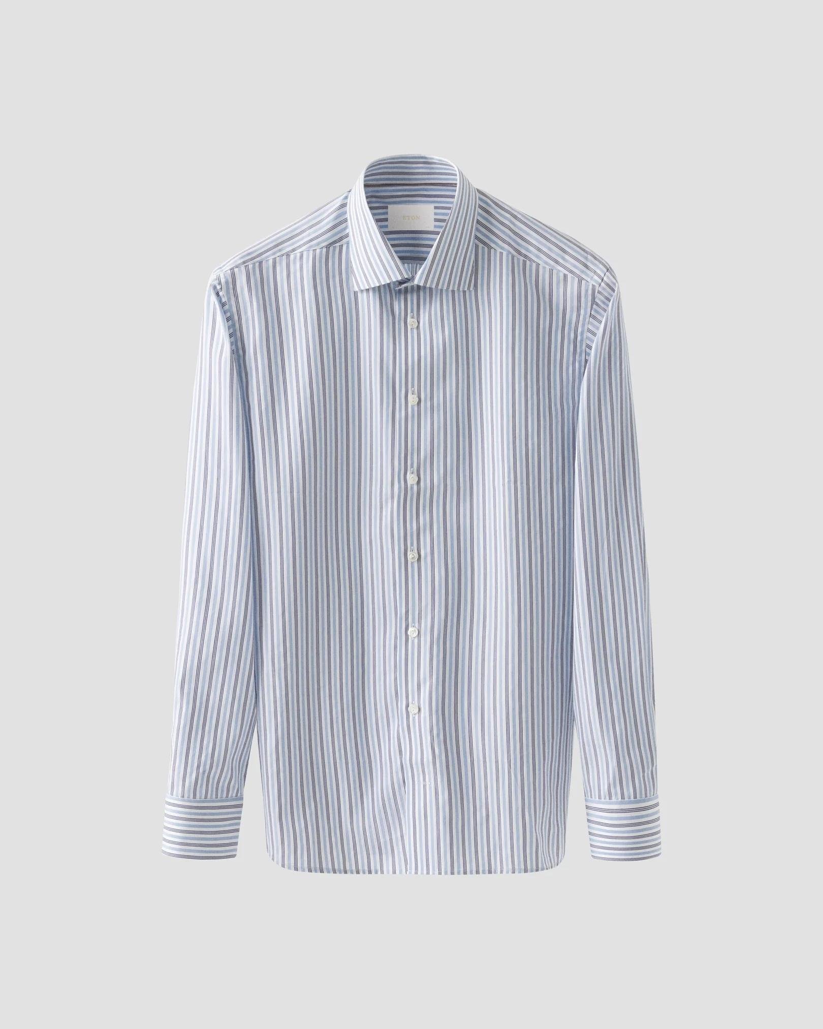 Mavi Lacivert  Çizgili Elevated Pique Gömlek 