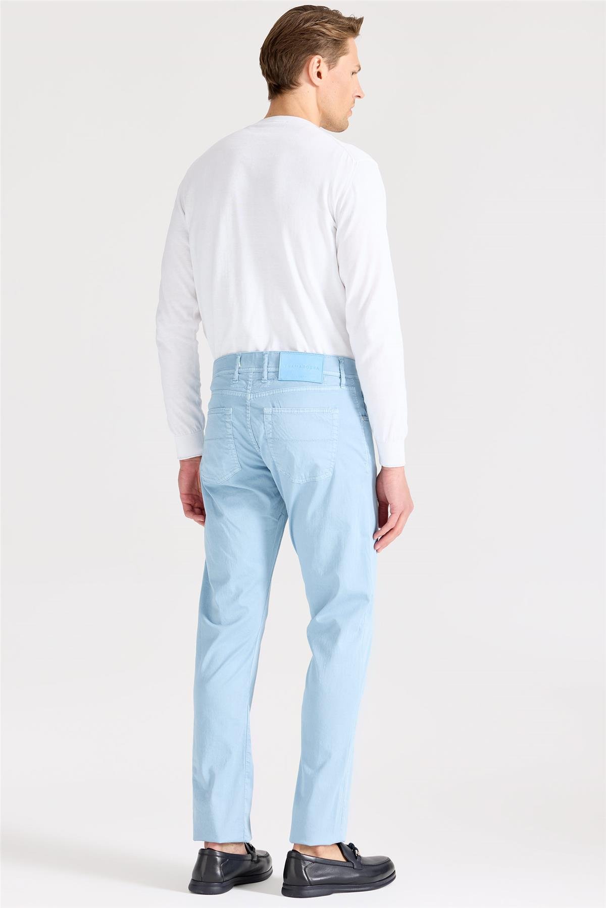 Mavi Pamuk İpek Pantolon