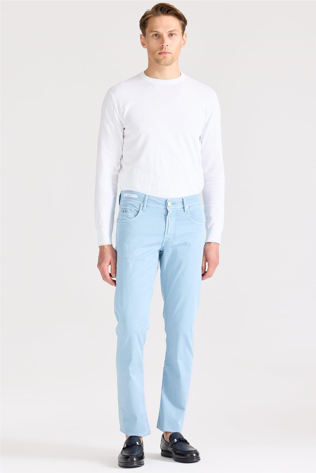 Mavi Pamuk İpek Pantolon