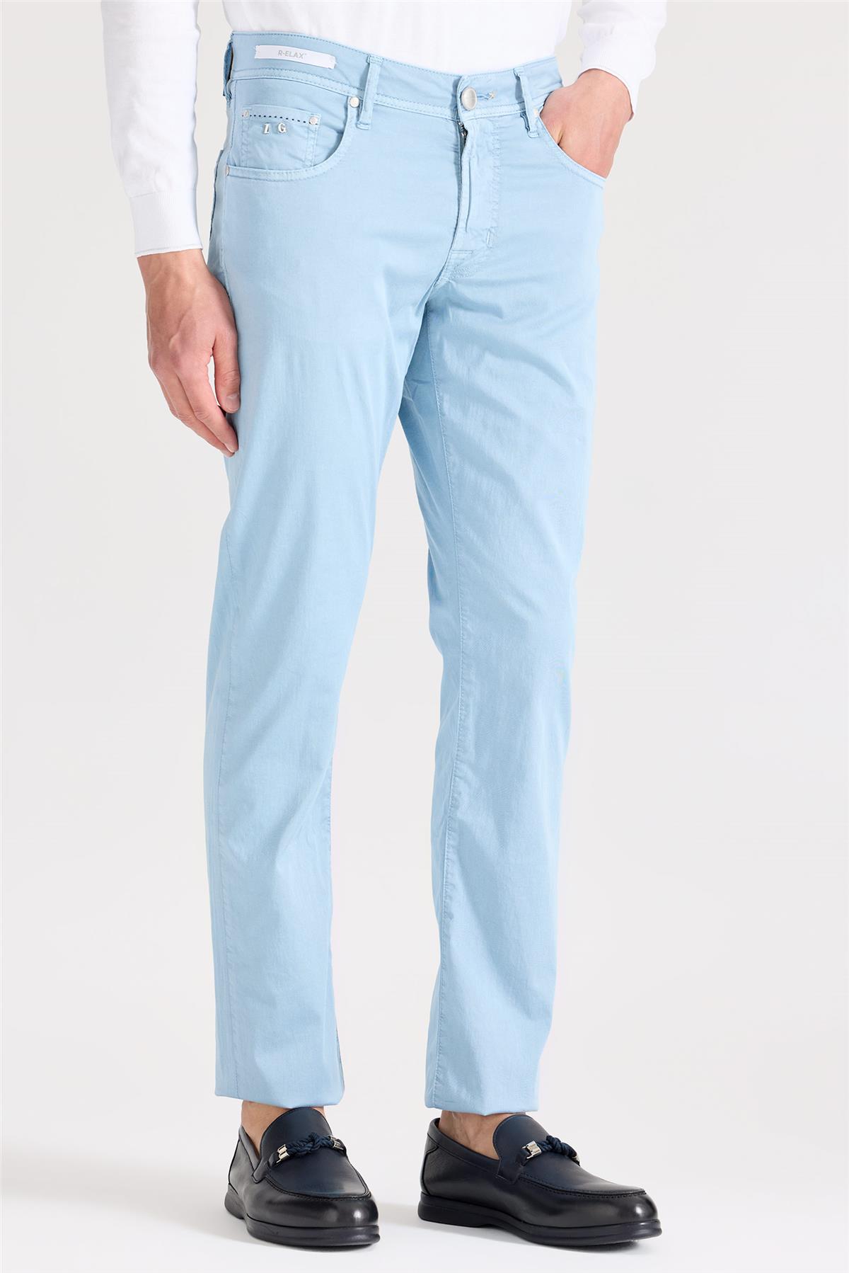 Mavi Pamuk İpek Pantolon