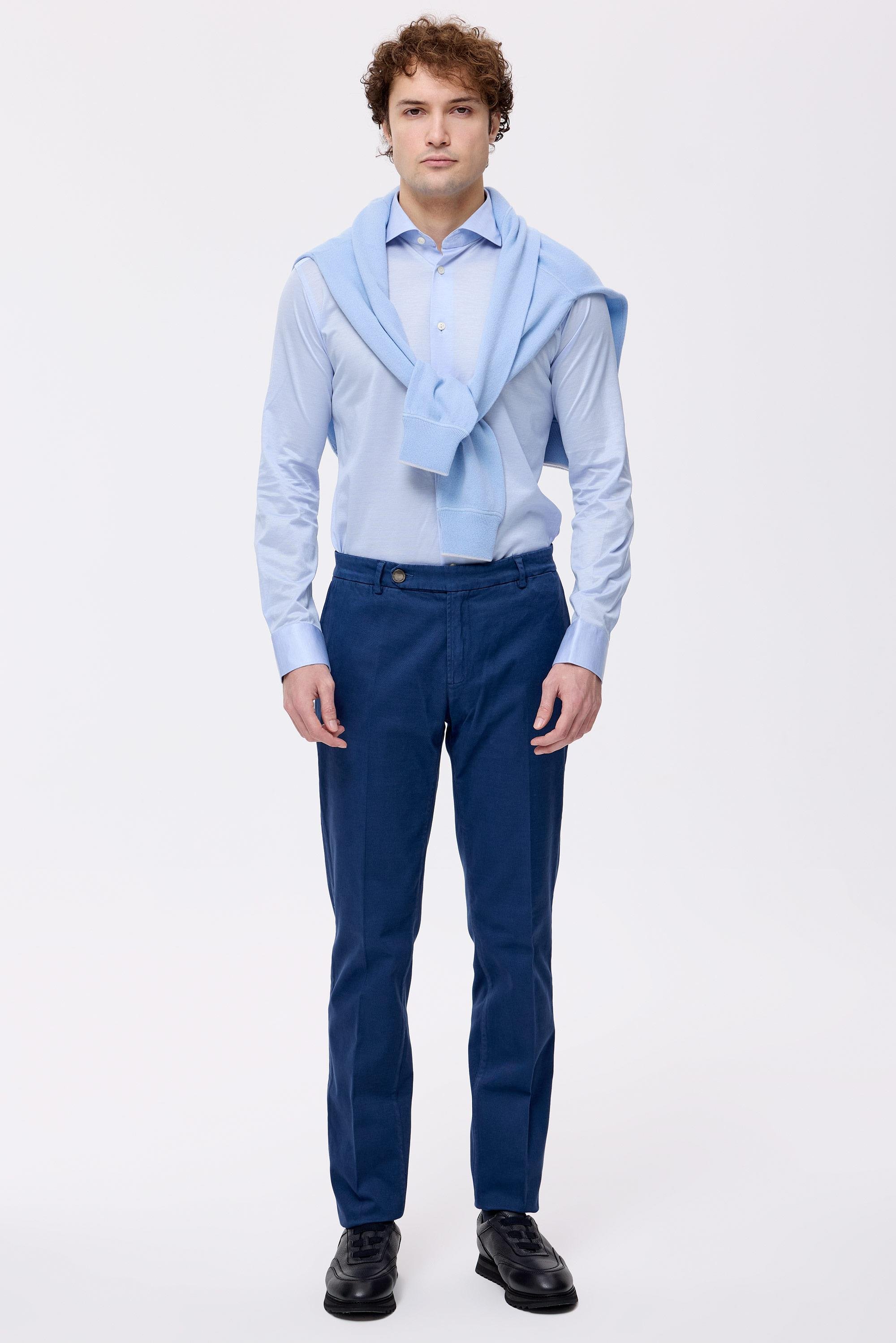 Mavi Pamuk Kaşmir Chino Pantolon