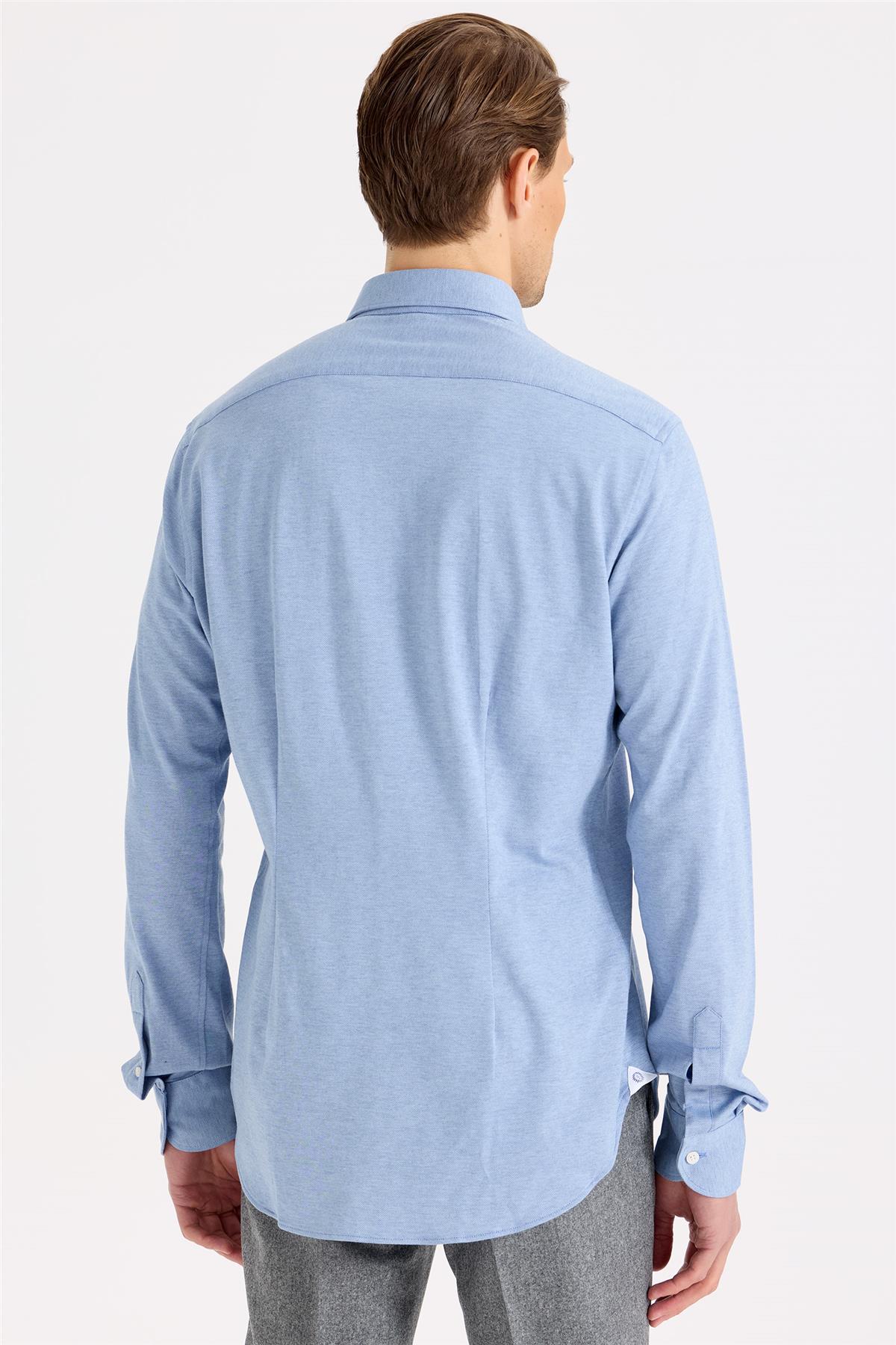 Mavi Pamuk Kaşmir Gömlek