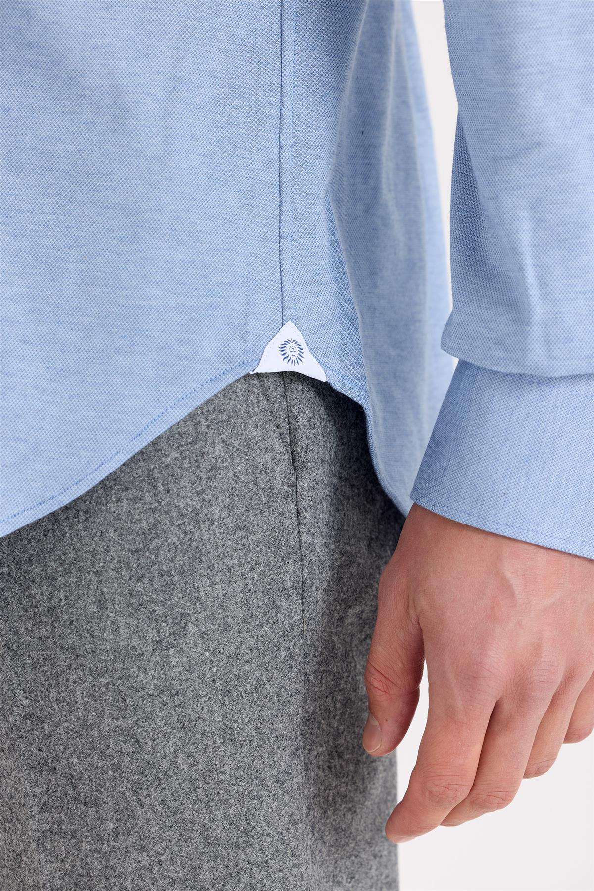 Mavi Pamuk Kaşmir Gömlek