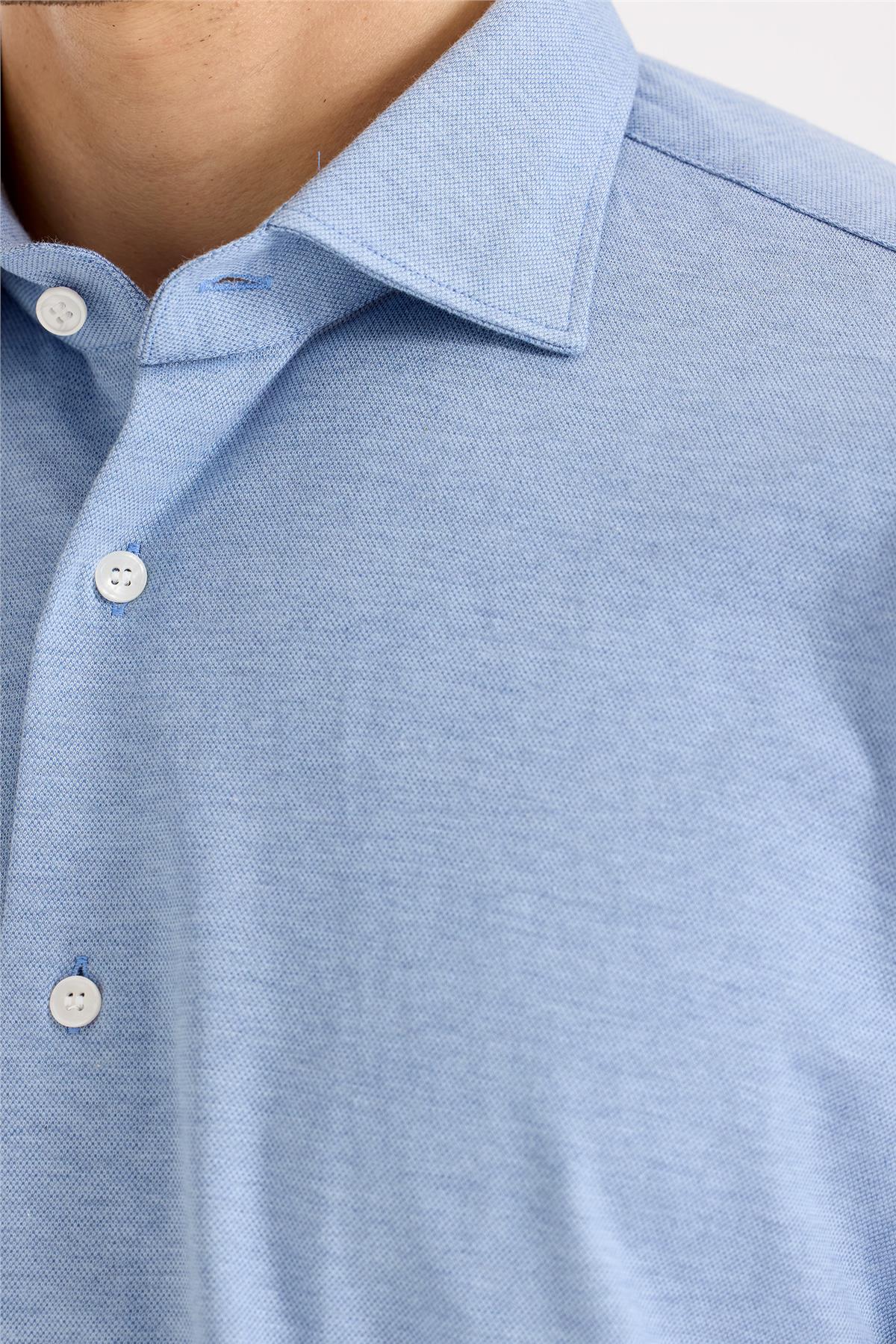 Mavi Pamuk Kaşmir Gömlek