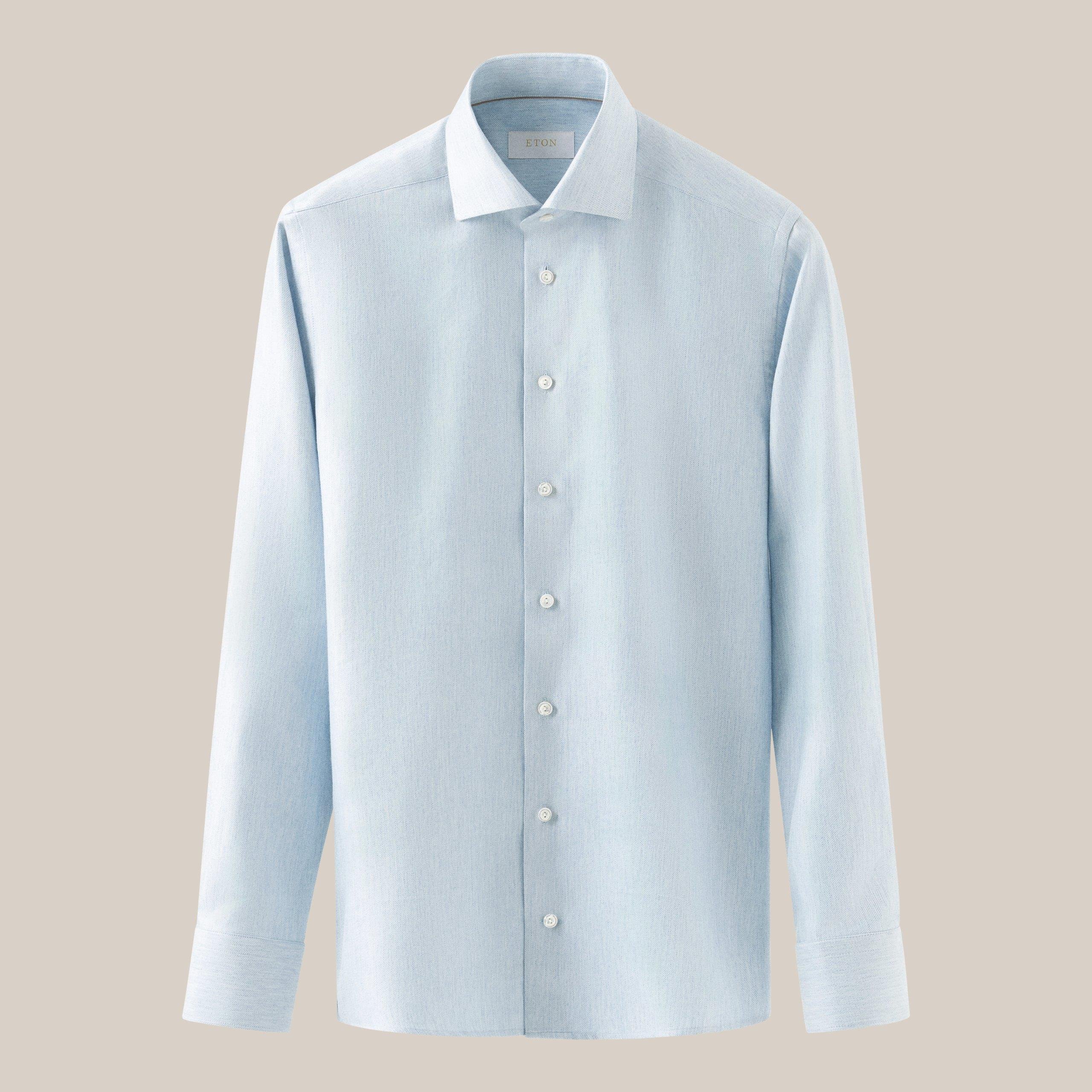 Mavi Pamuk Kaşmir İpek Gömlek