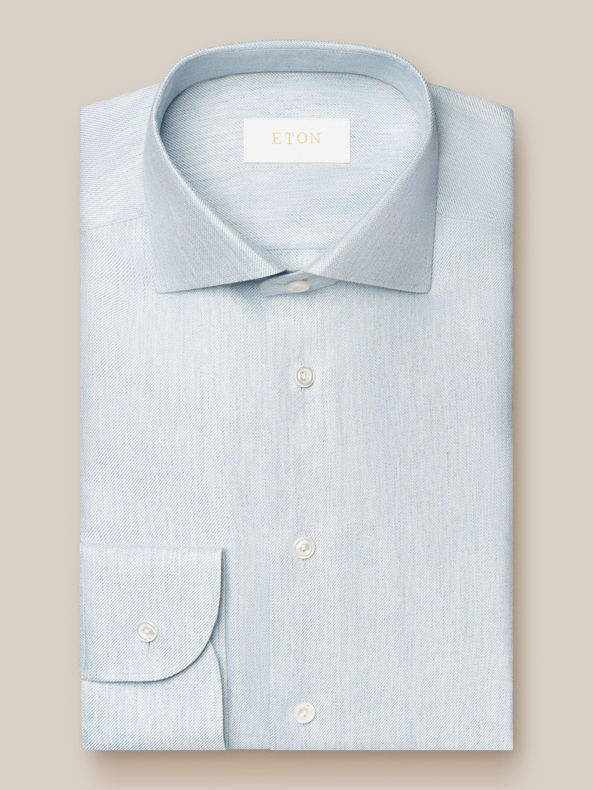 Mavi Pamuk Kaşmir İpek Gömlek