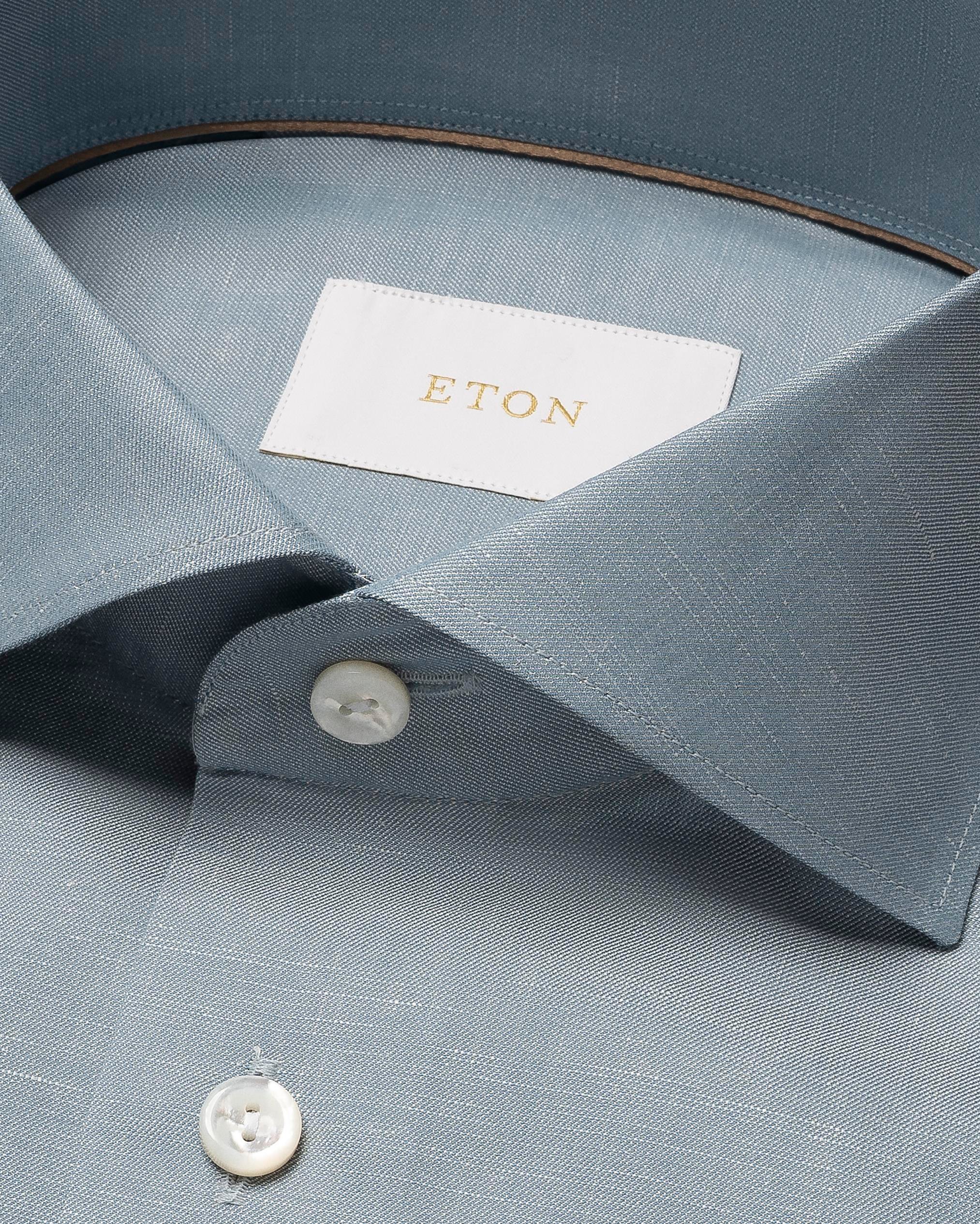 Mavi Pamuk Keten İpek Gömlek 