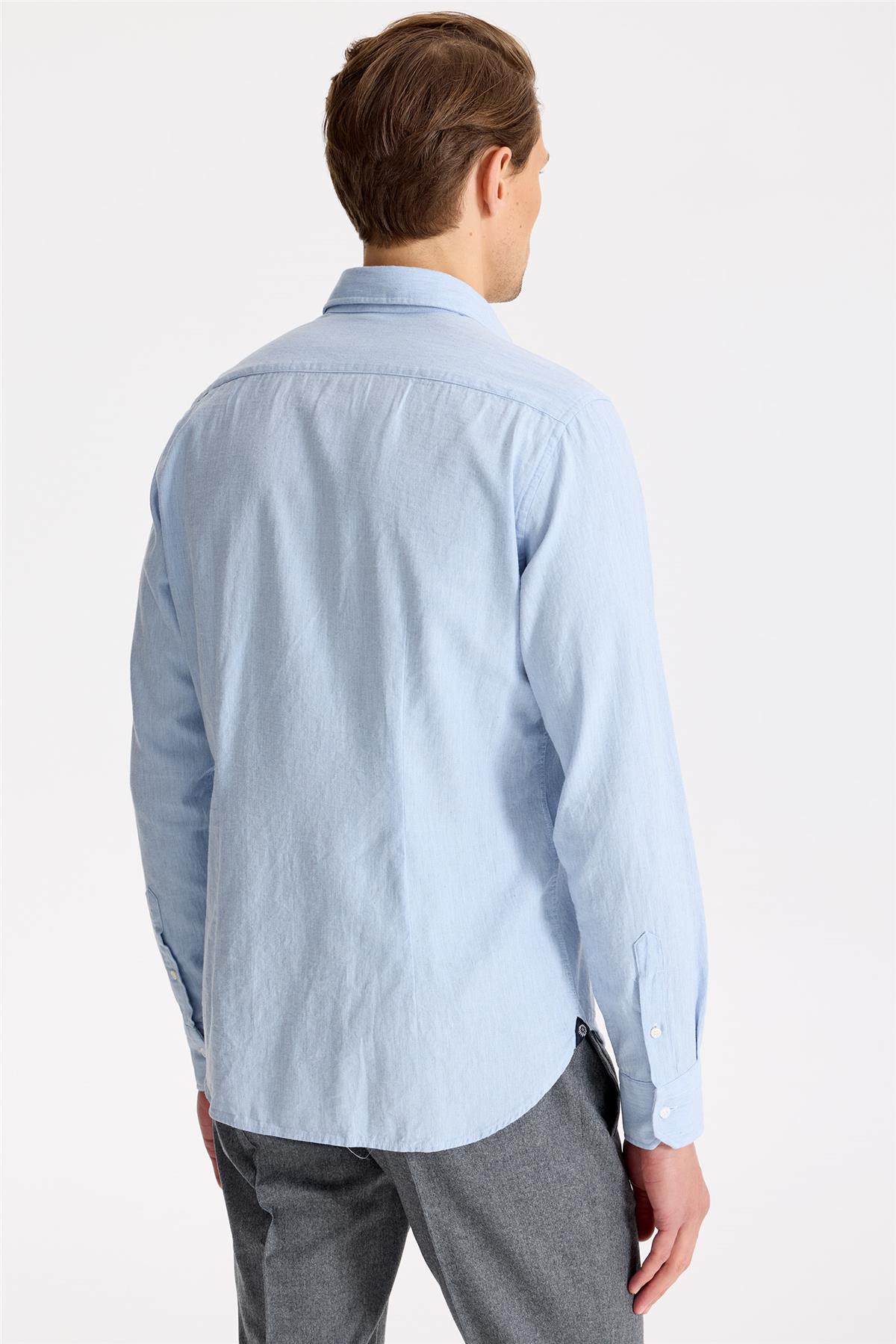 Mavi Pamuk Teknik Gömlek