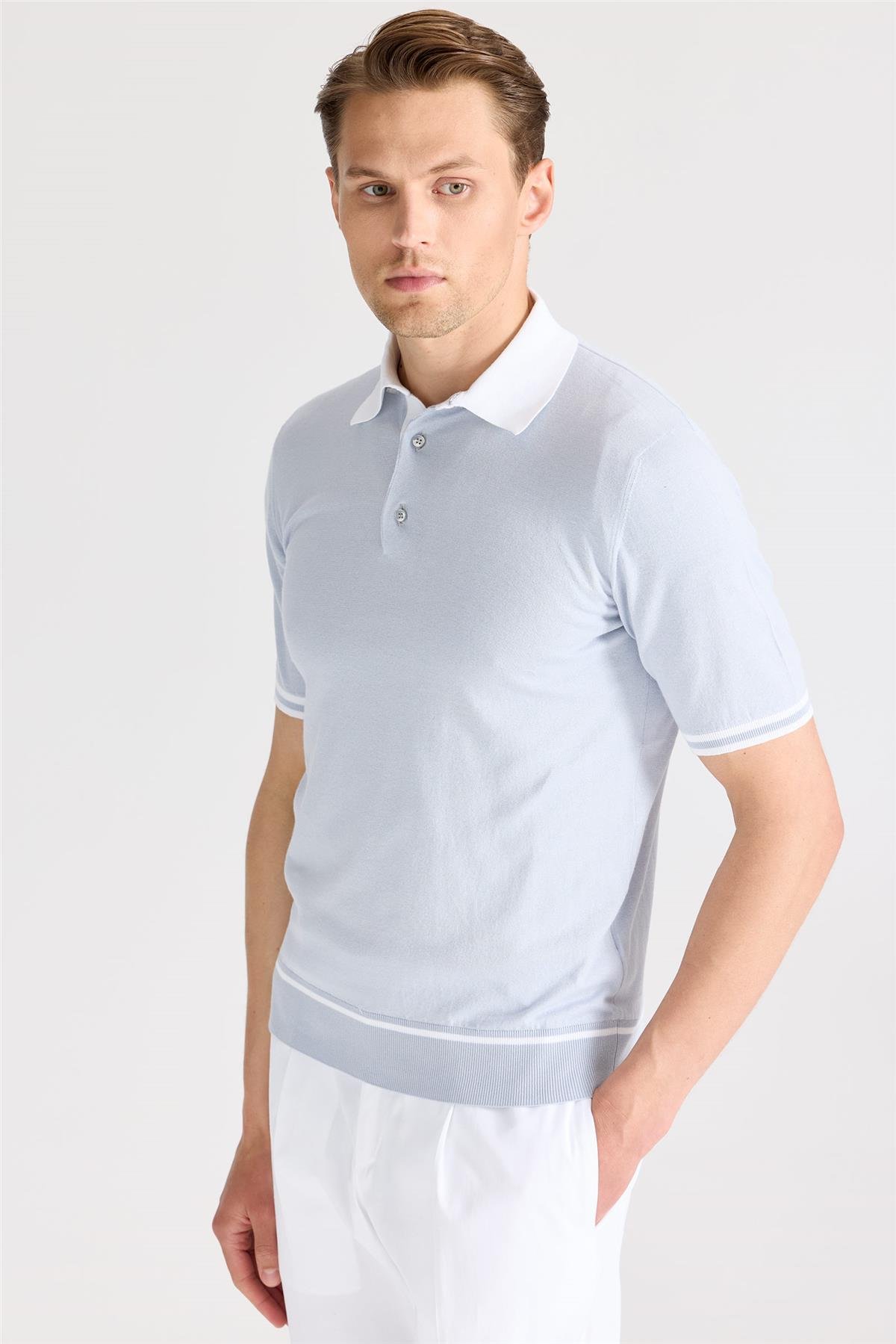 Mavi Polo Yaka Pamuk Triko