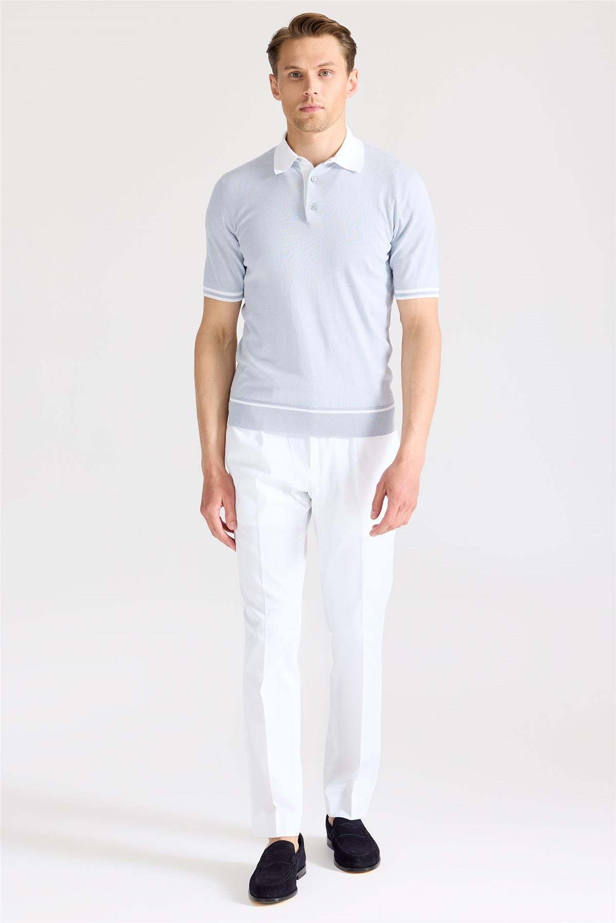 Mavi Polo Yaka Pamuk Triko