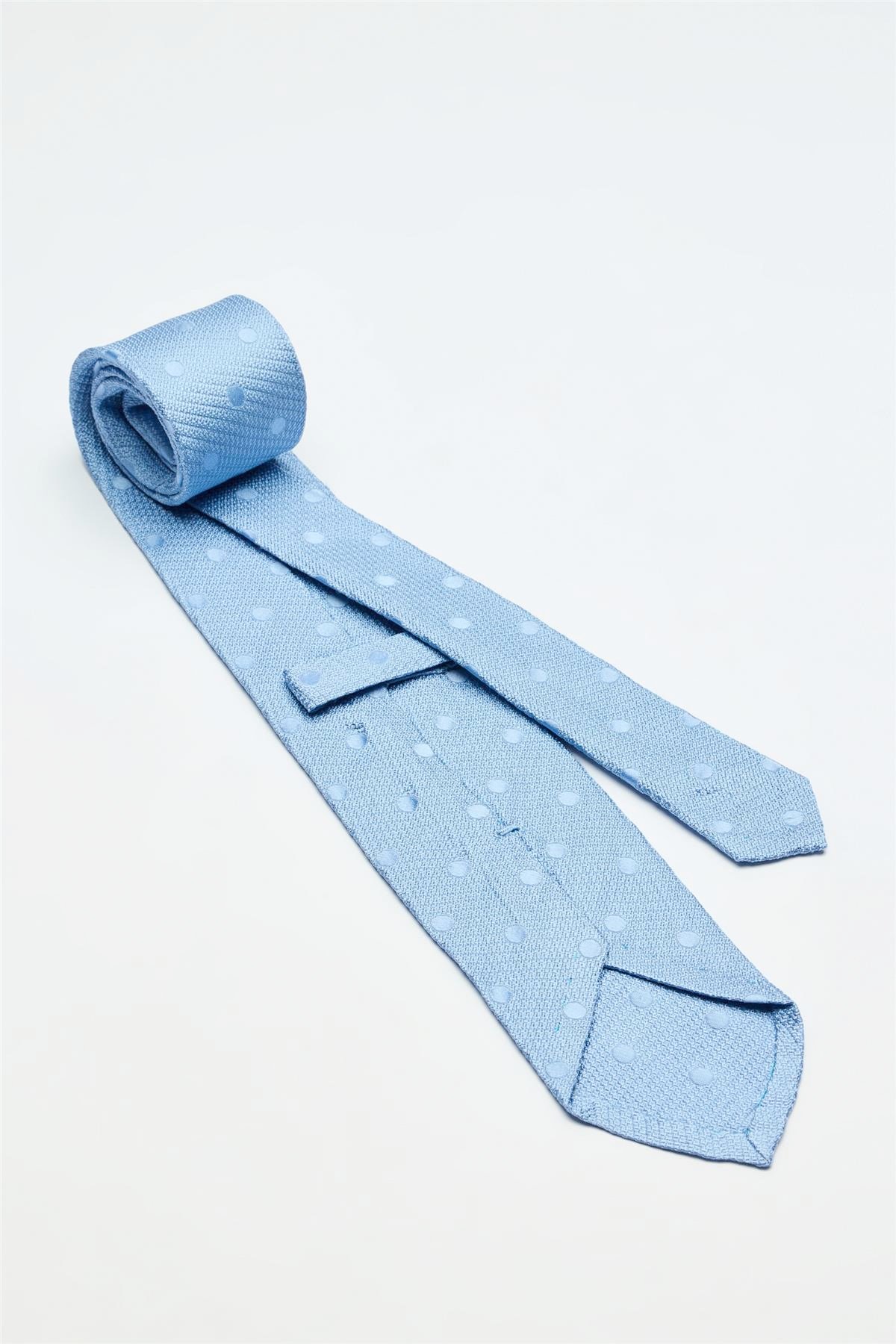Mavi Puantiyeli Garza İpek Kravat