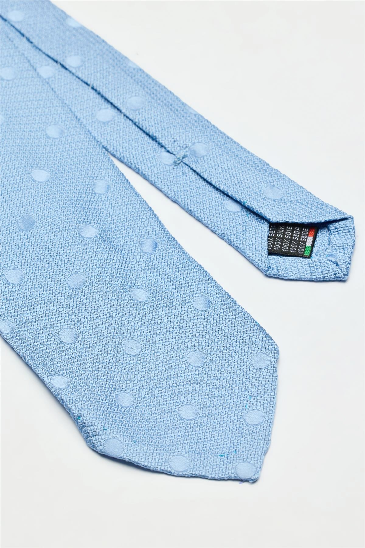 Mavi Puantiyeli Garza İpek Kravat