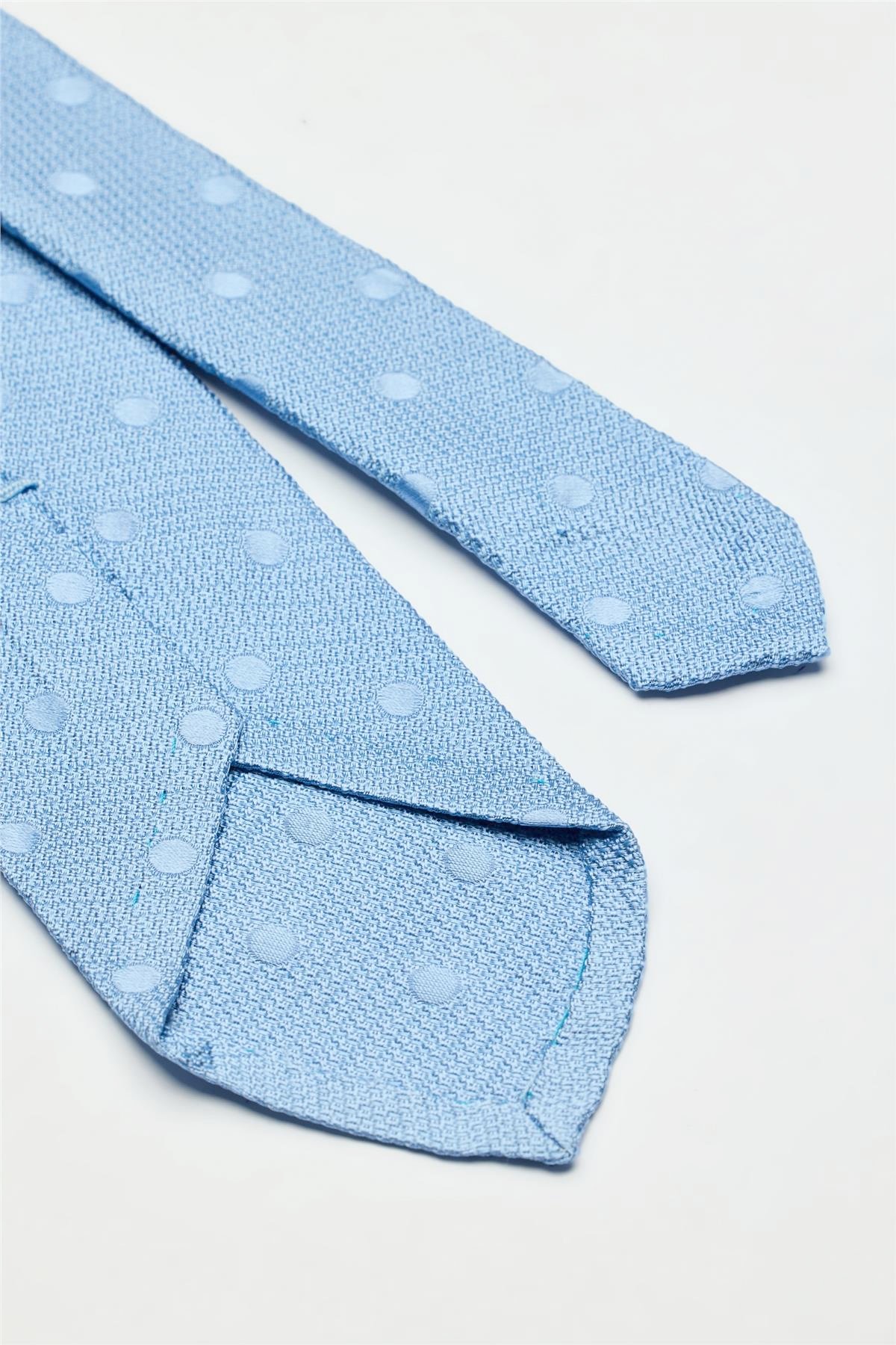 Mavi Puantiyeli Garza İpek Kravat