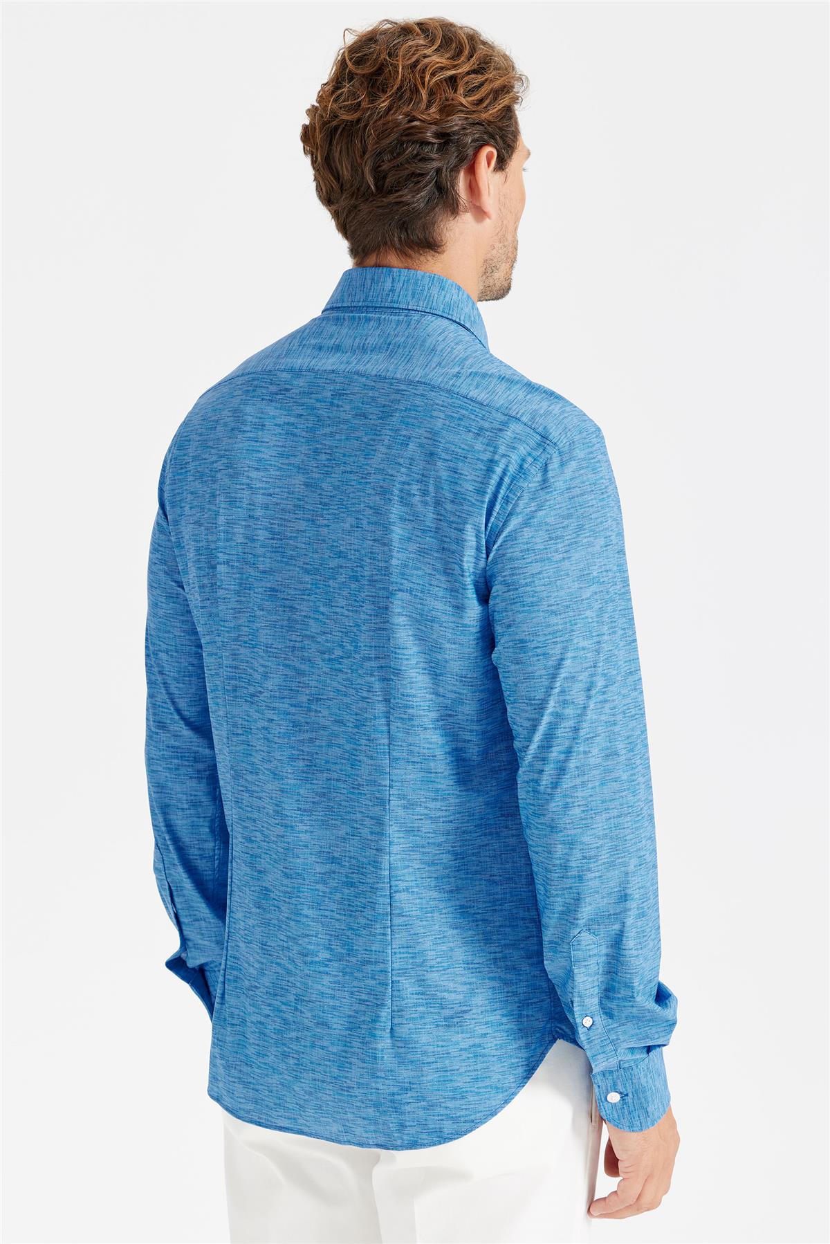 Mavi Teknik Kumaş Gömlek