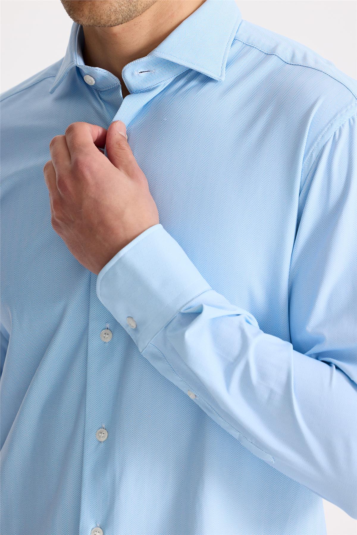 Mavi Teknik Kumaş Gömlek