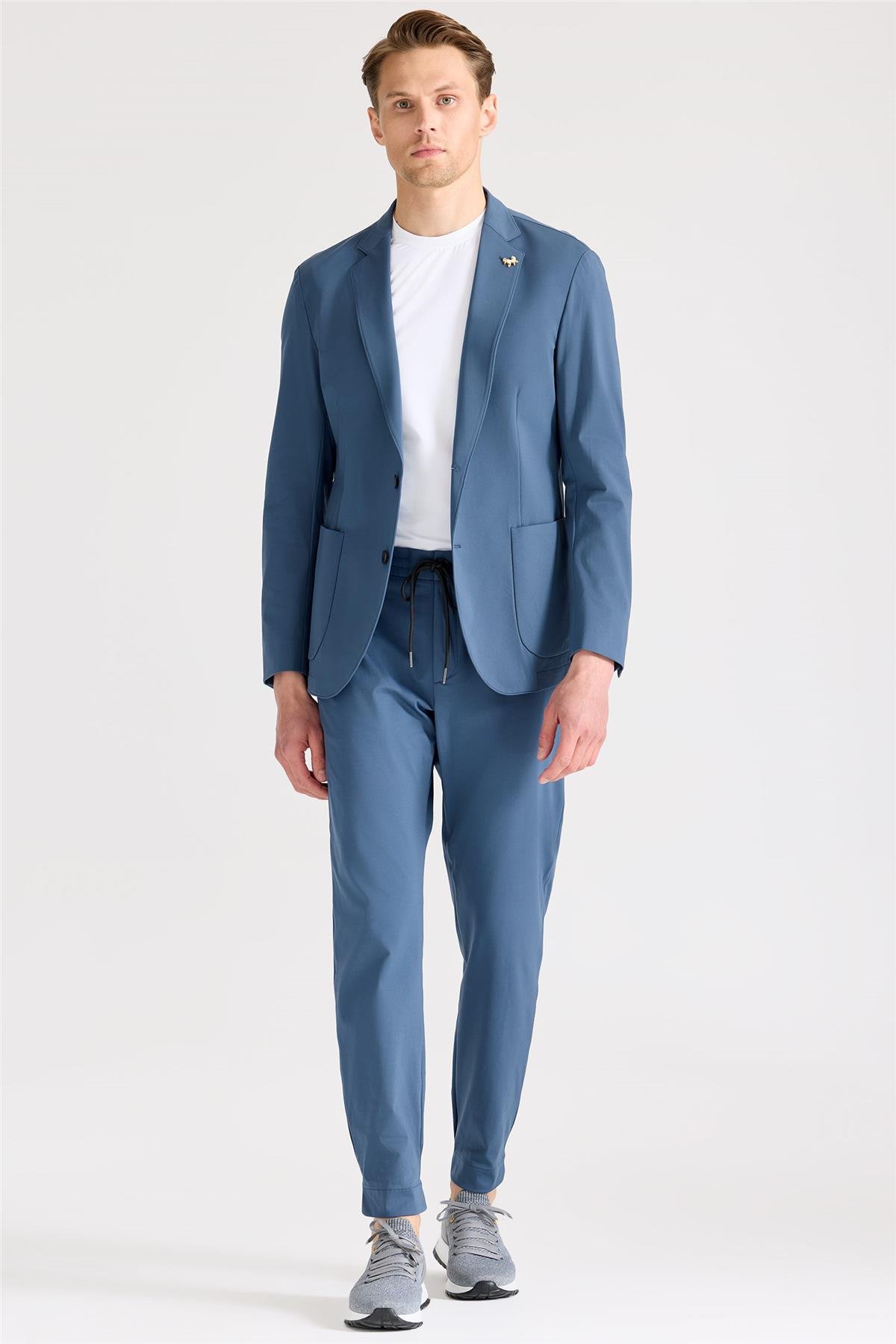 Mavi Teknik Kumaş Takım Ebise